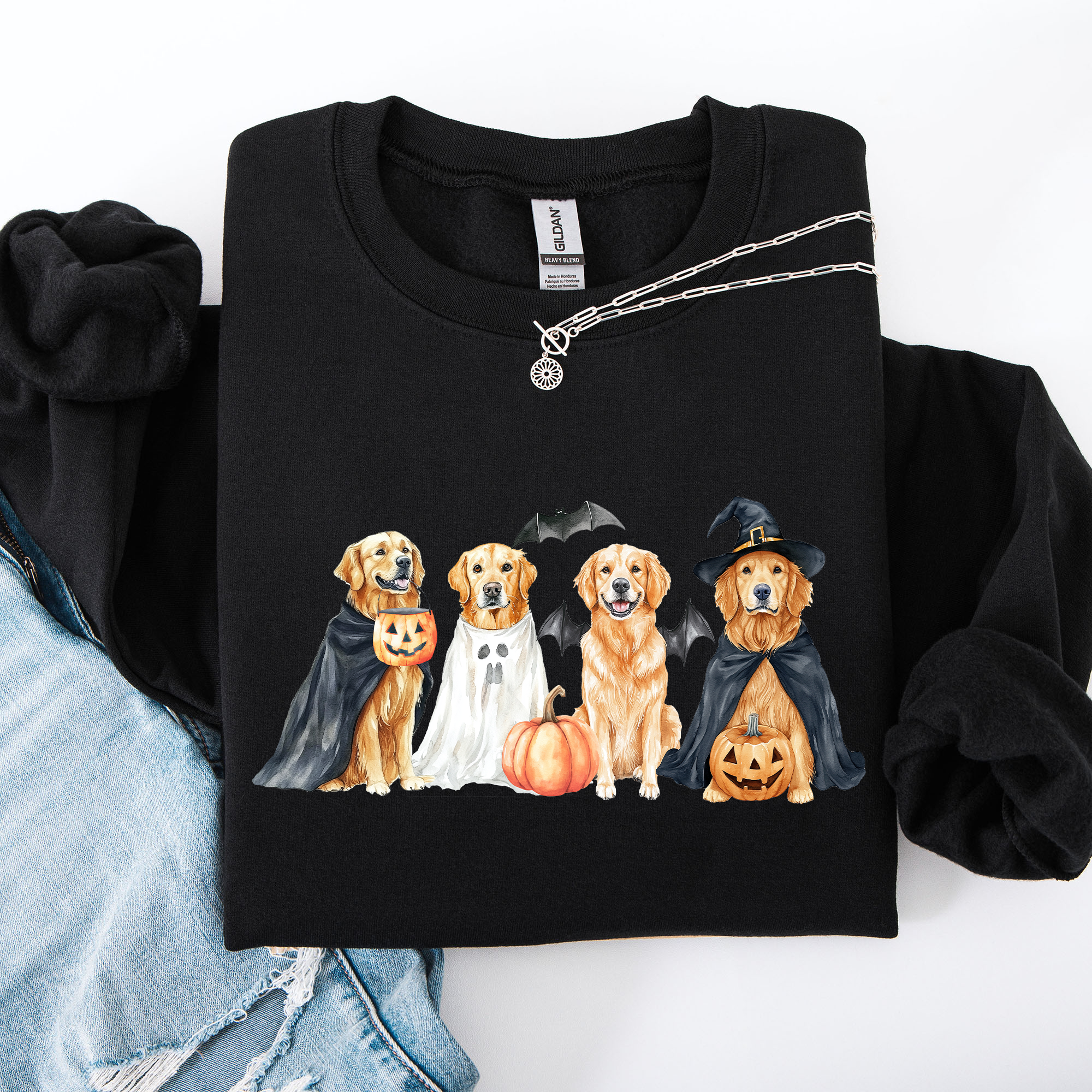 Adorable Halloween Dogs, Bats, Pumpkins, Spooky, Witch, Halloween Sweatshirt