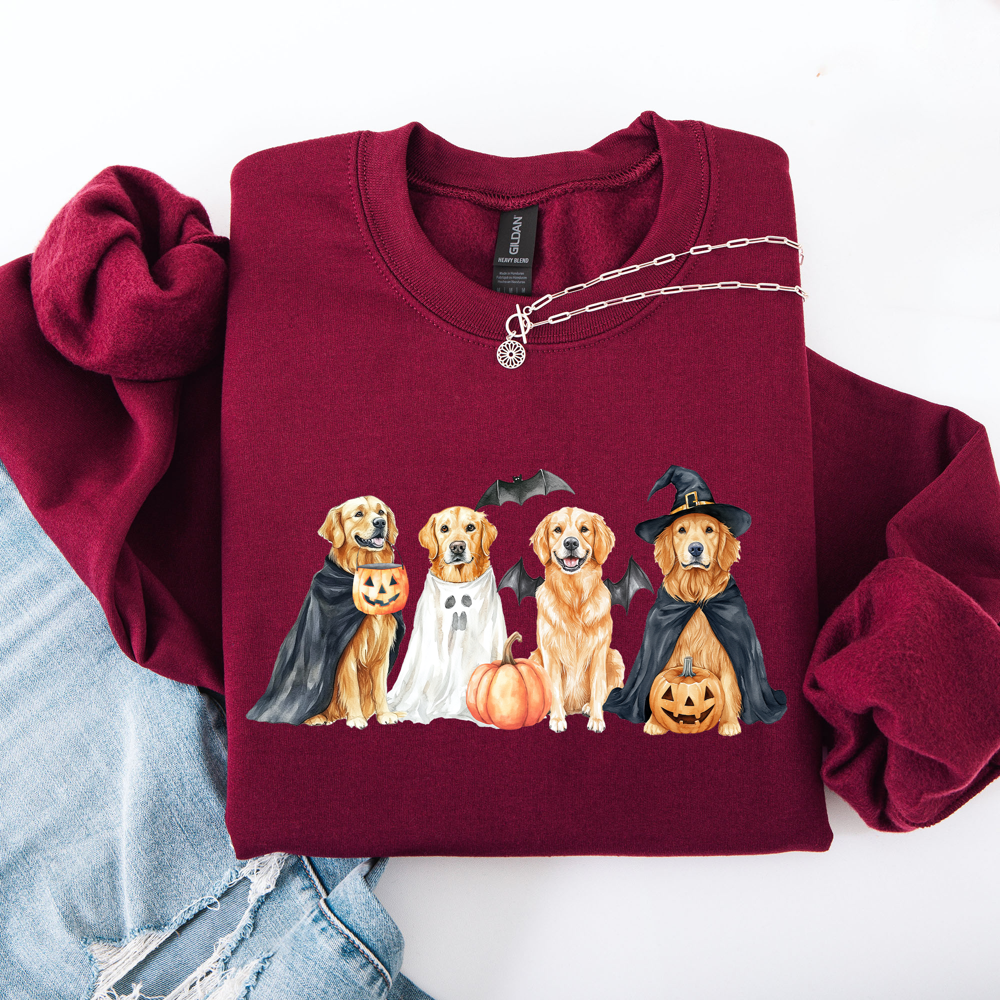 Adorable Halloween Dogs, Bats, Pumpkins, Spooky, Witch, Halloween Sweatshirt
