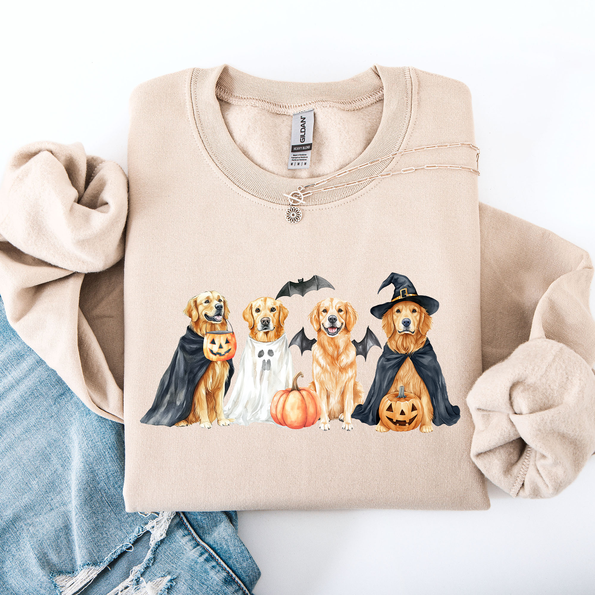 Adorable Halloween Dogs, Bats, Pumpkins, Spooky, Witch, Halloween Sweatshirt