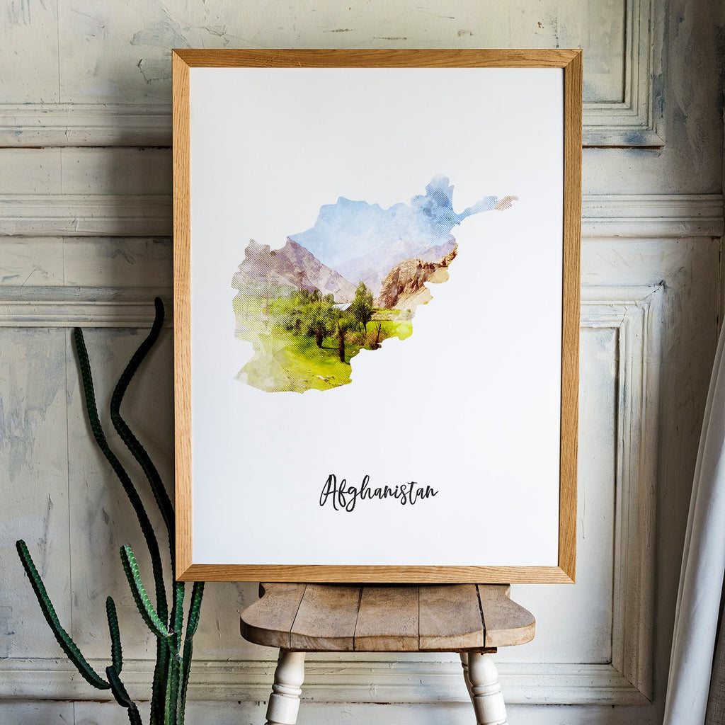 Afghanistan Watercolor Map