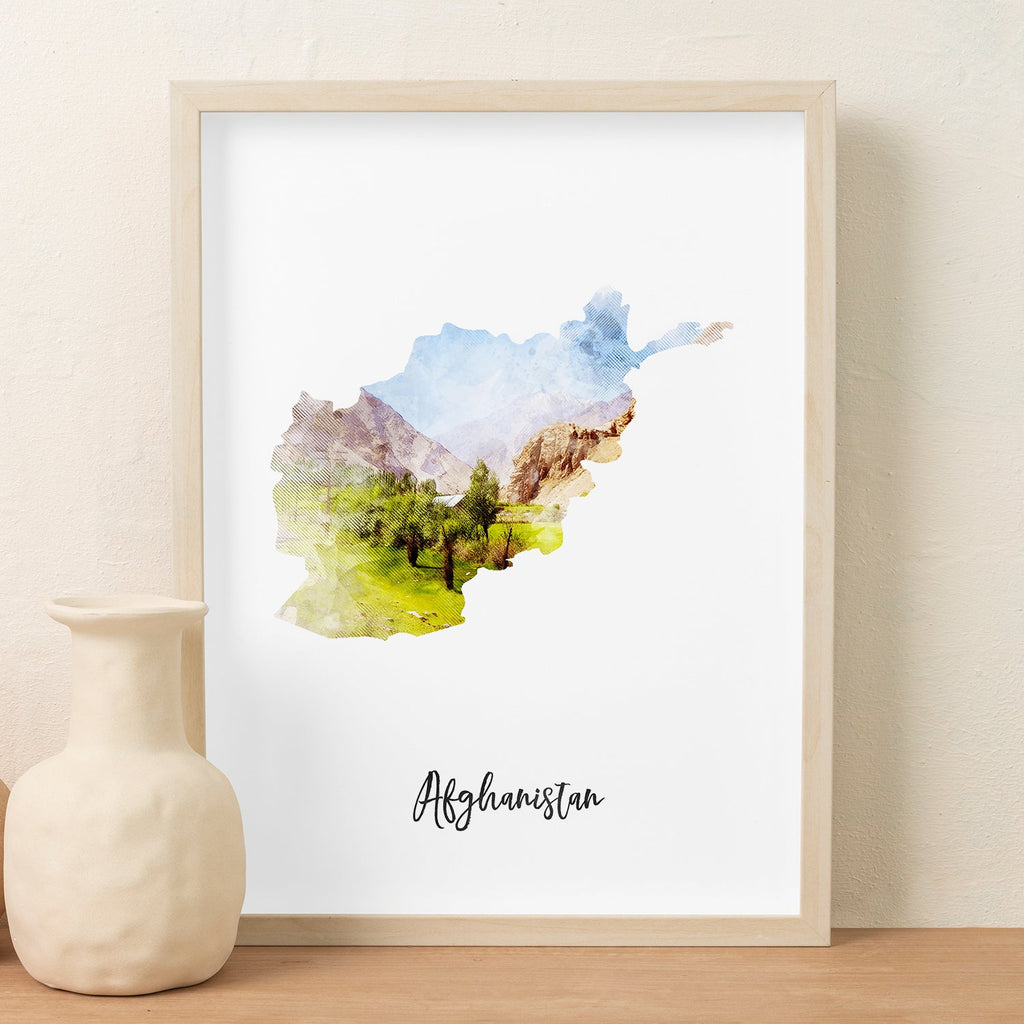 Afghanistan Watercolor Map