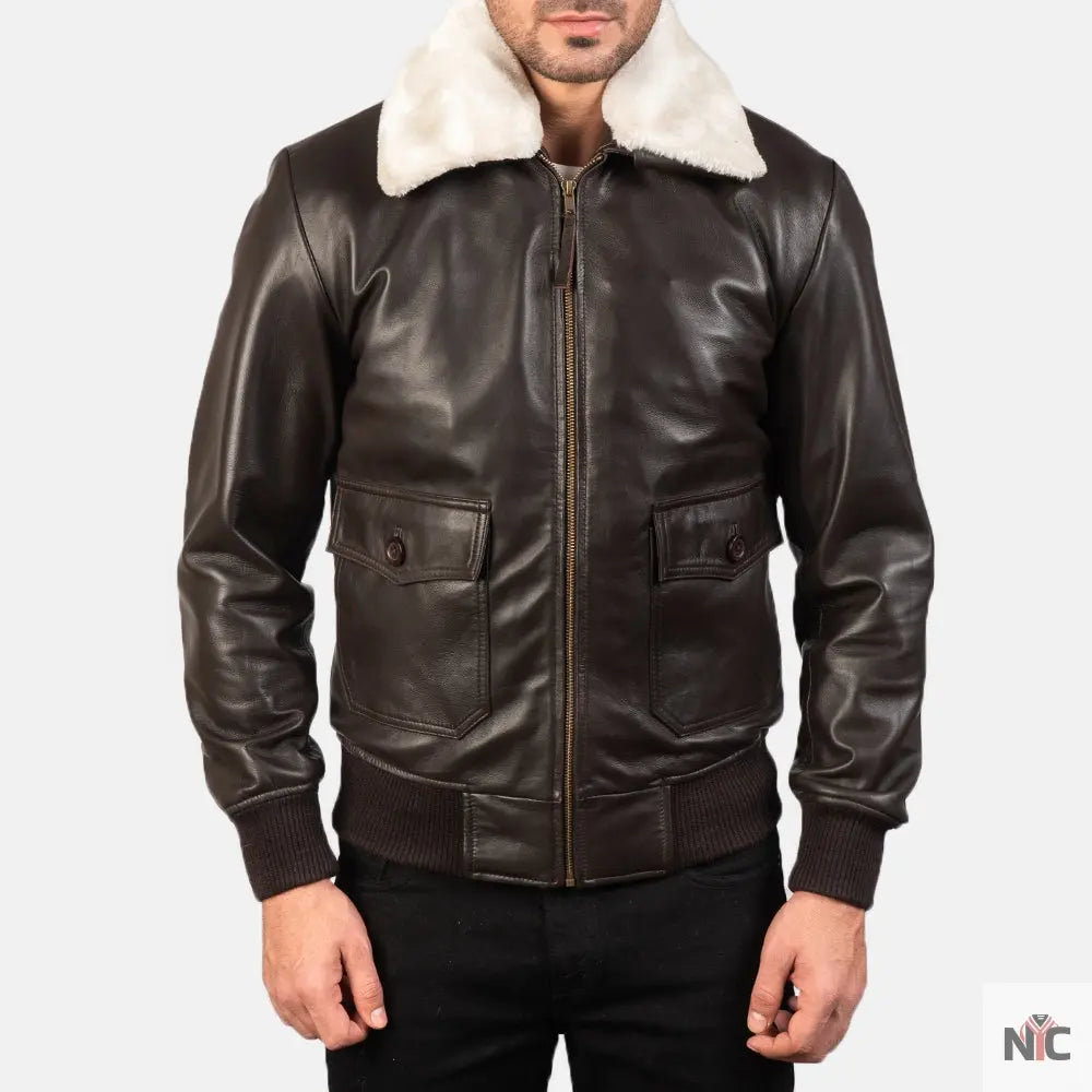 Airin G-1 Brown Leather Bomber Jacket Shopotiny