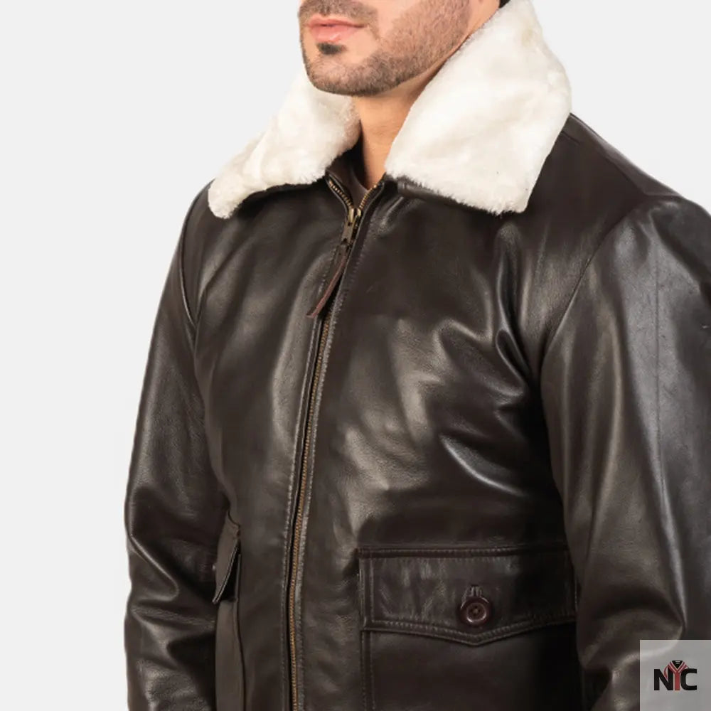 Airin G-1 Brown Leather Bomber Jacket Shopotiny