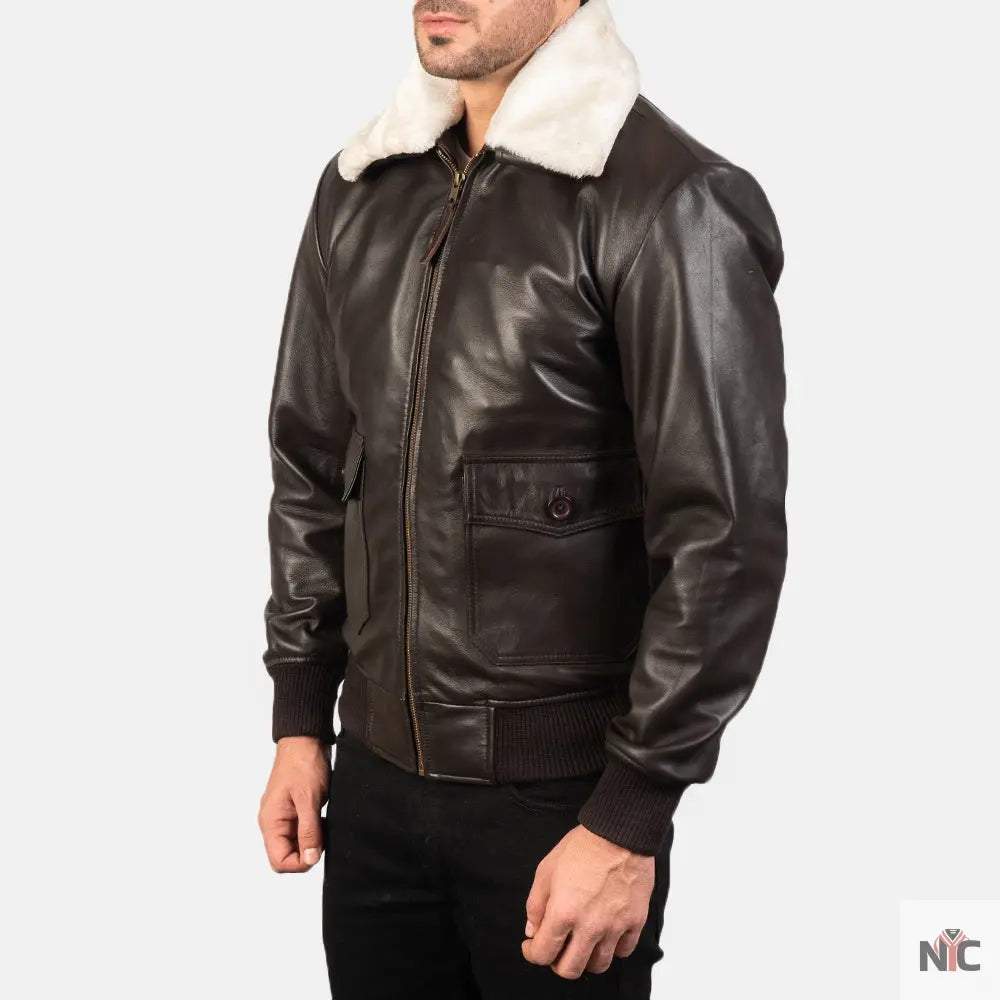 Airin G-1 Brown Leather Bomber Jacket Shopotiny
