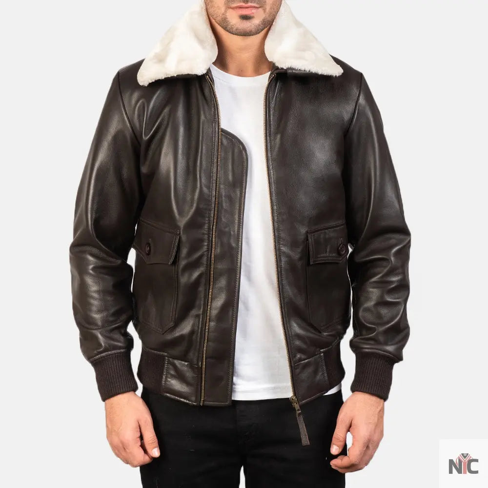 Airin G-1 Brown Leather Bomber Jacket Shopotiny