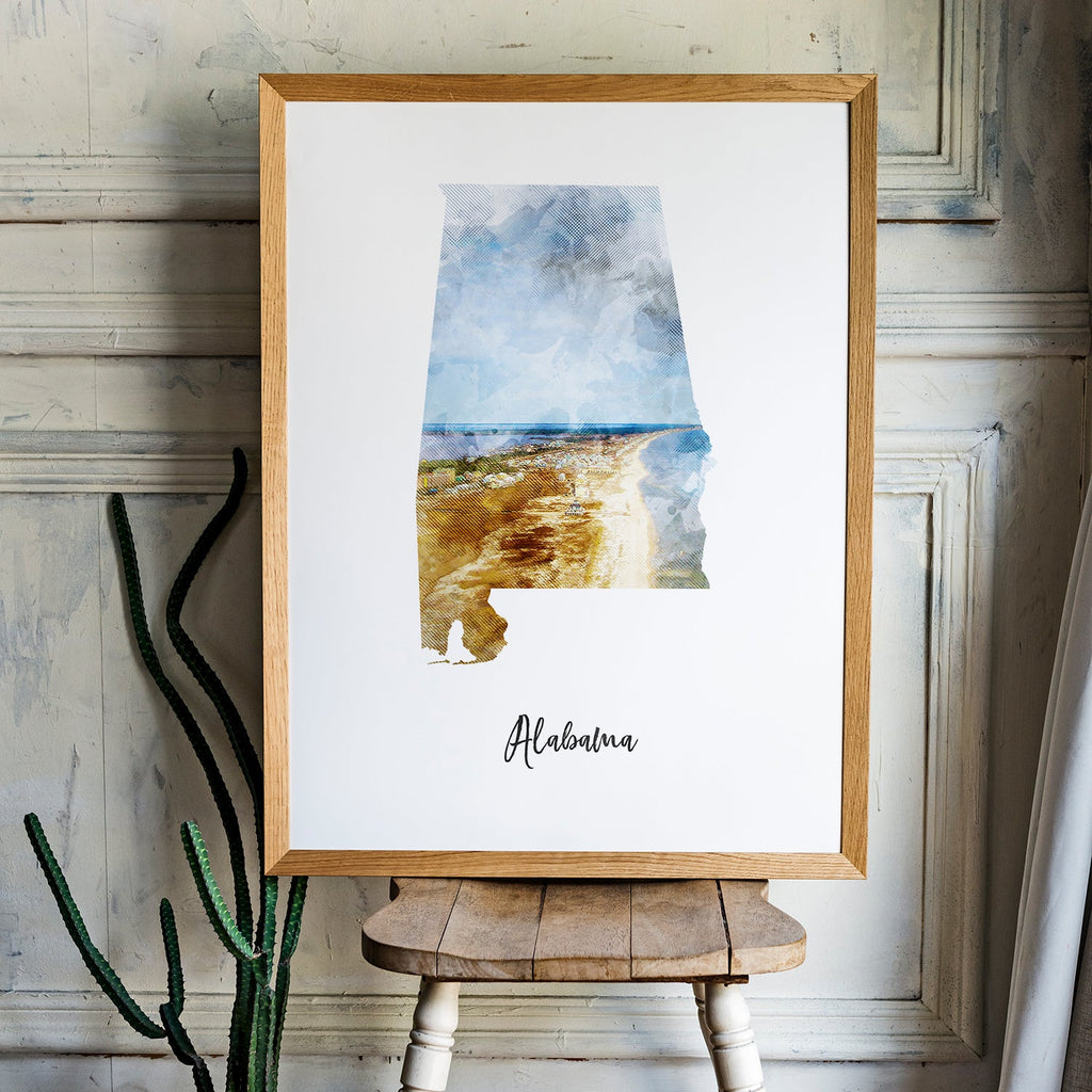 Alabama Watercolor Map