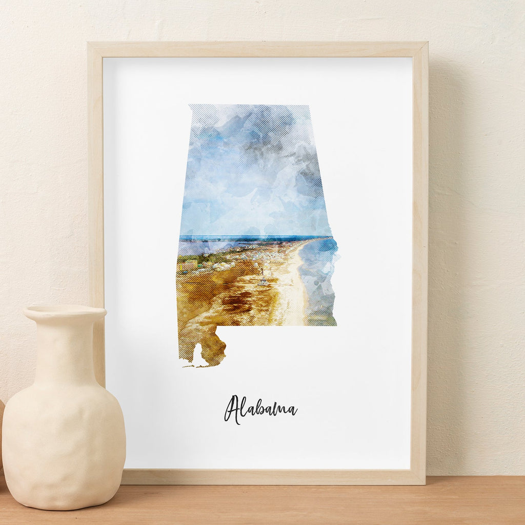 Alabama Watercolor Map