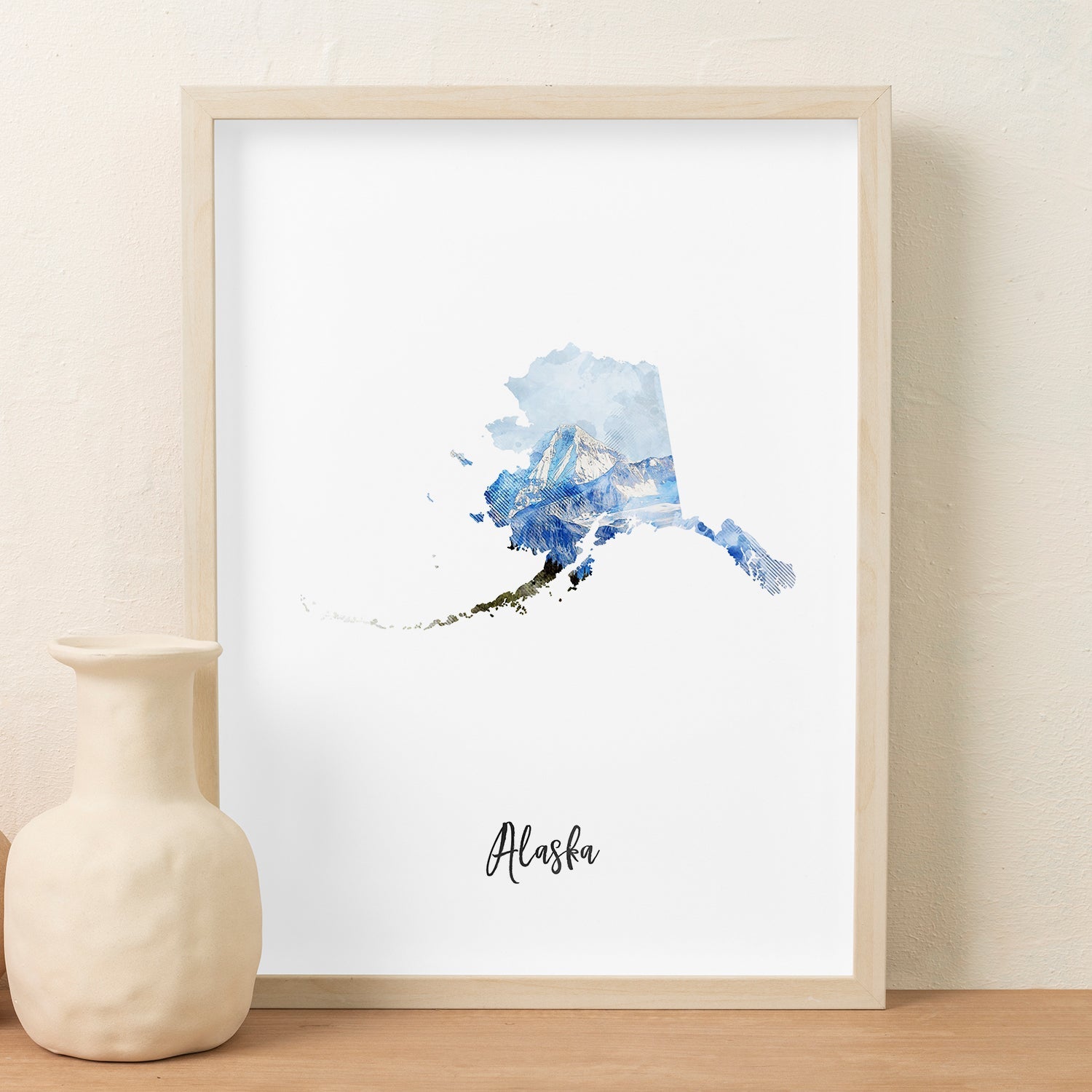 Alaska Watercolor Map