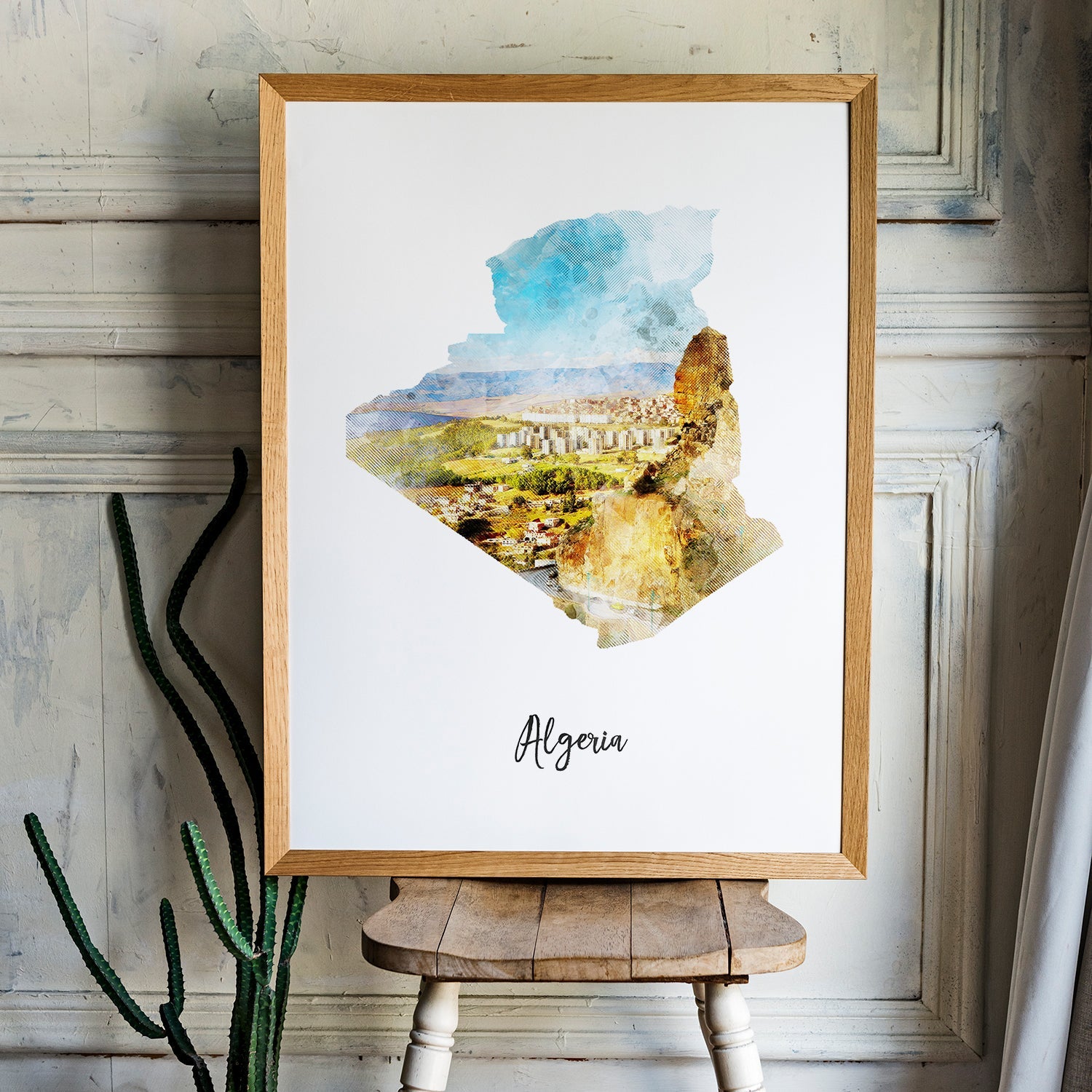 Algeria Watercolor Map