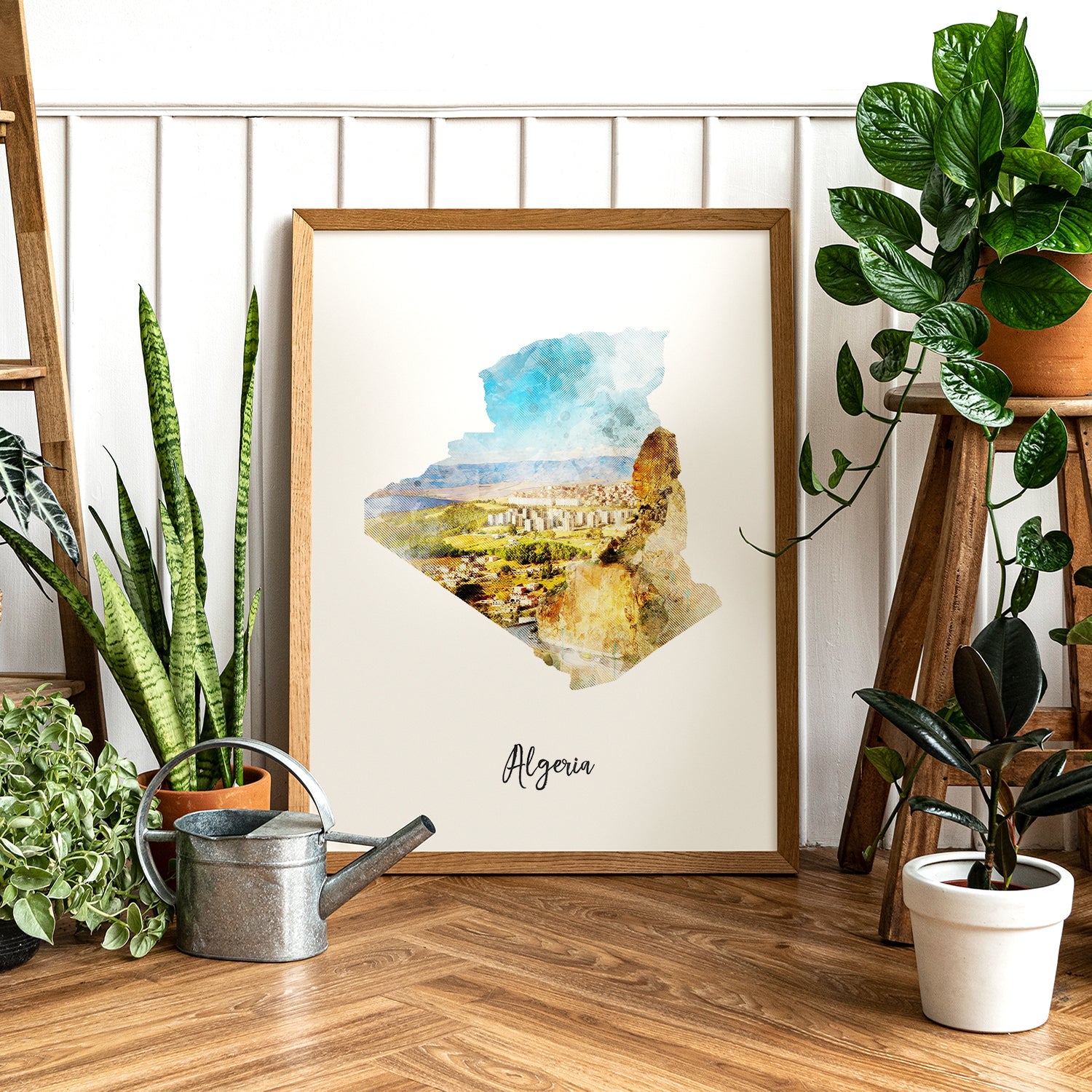 Algeria Watercolor Map