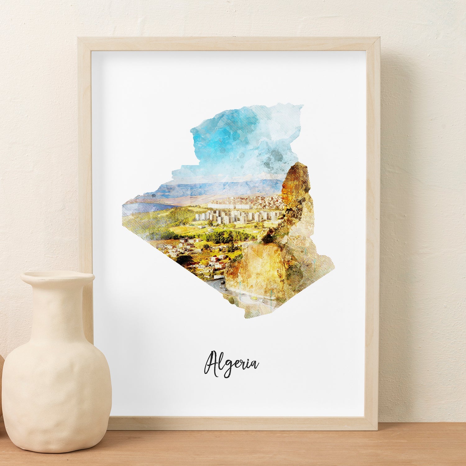 Algeria Watercolor Map