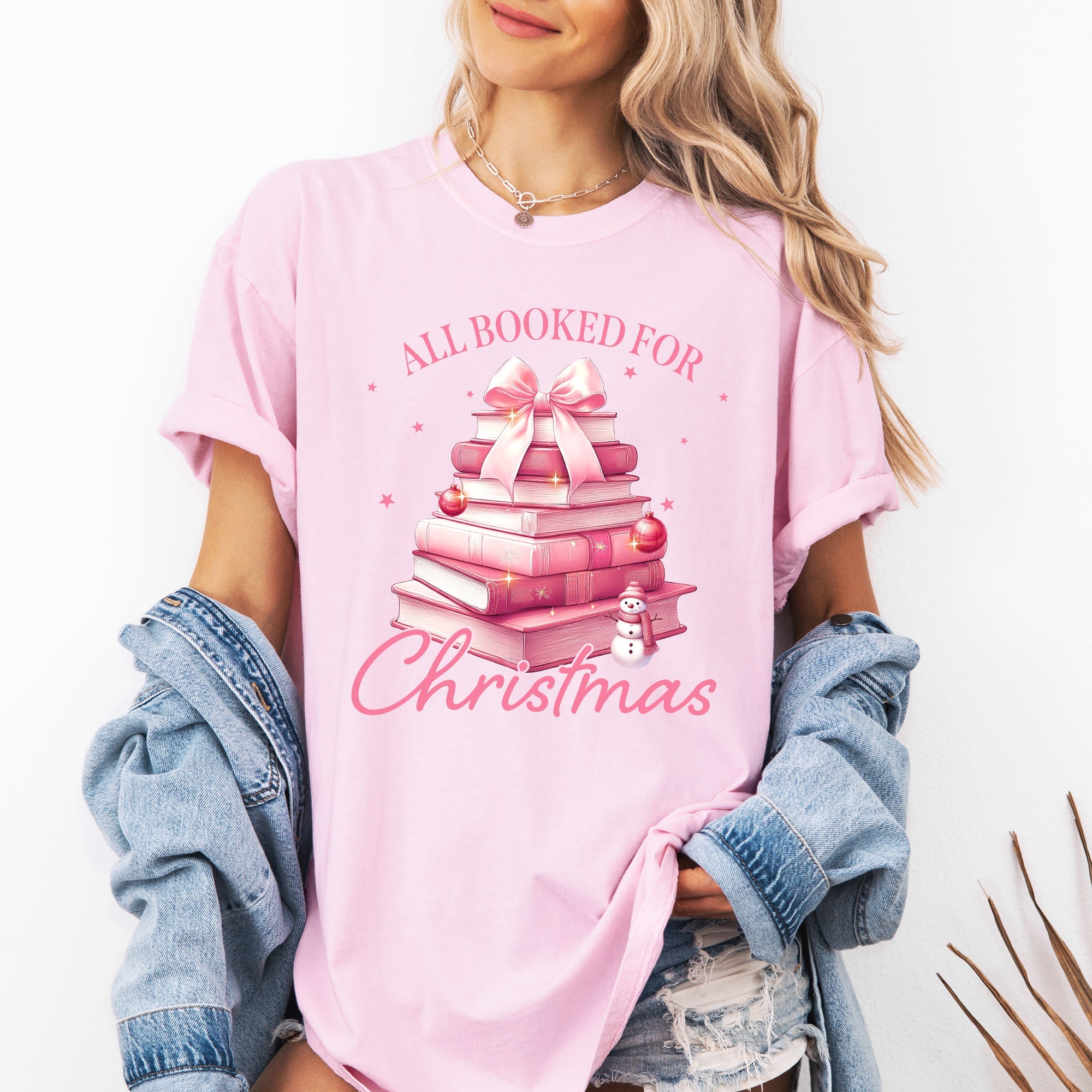All Booked For Christmas, Coquette, Reading, Teacher, Winter, Santa, Xmas Tshirt Comfort Colors T-Shirt