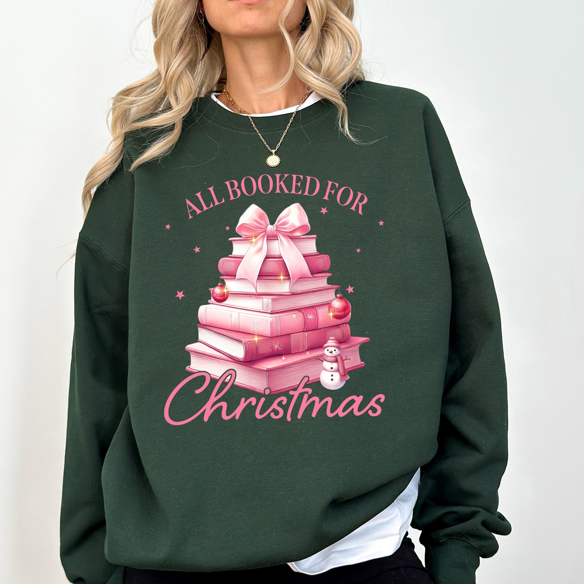 All Booked For Christmas, Coquette, Reading, Teacher, Winter, Santa, Xmas Sweatshirt