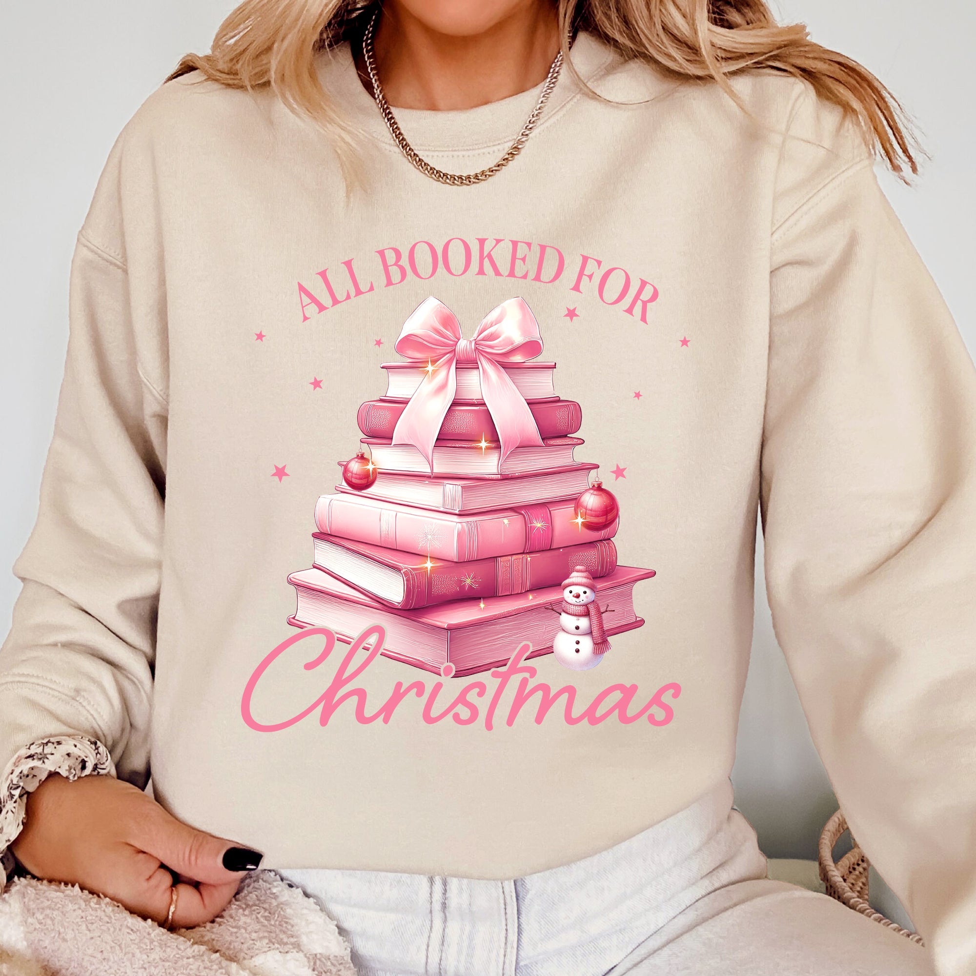 All Booked For Christmas, Coquette, Reading, Teacher, Winter, Santa, Xmas Sweatshirt