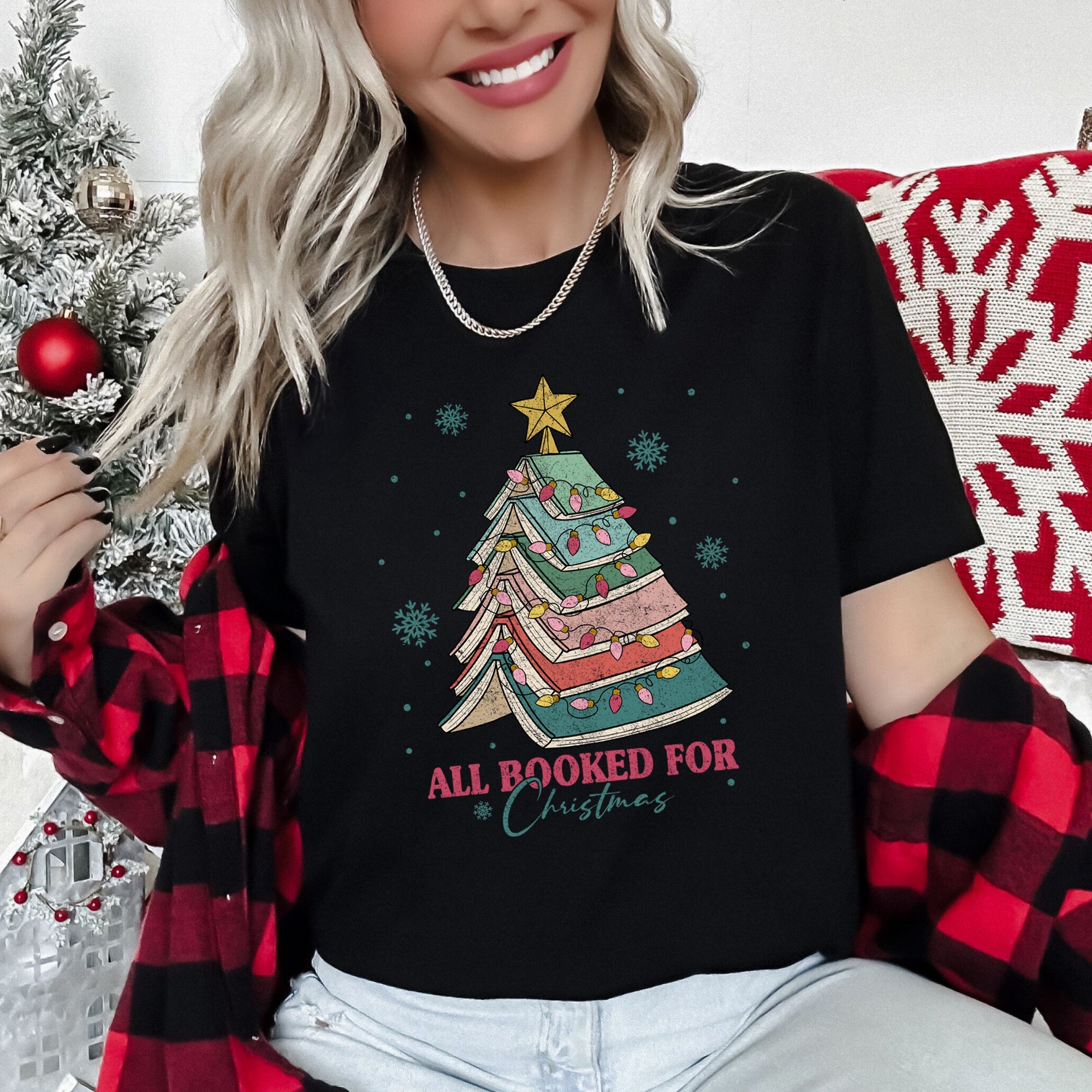All Booked For Christmas, Reading, Booktok, Book, Library Super Soft Tees