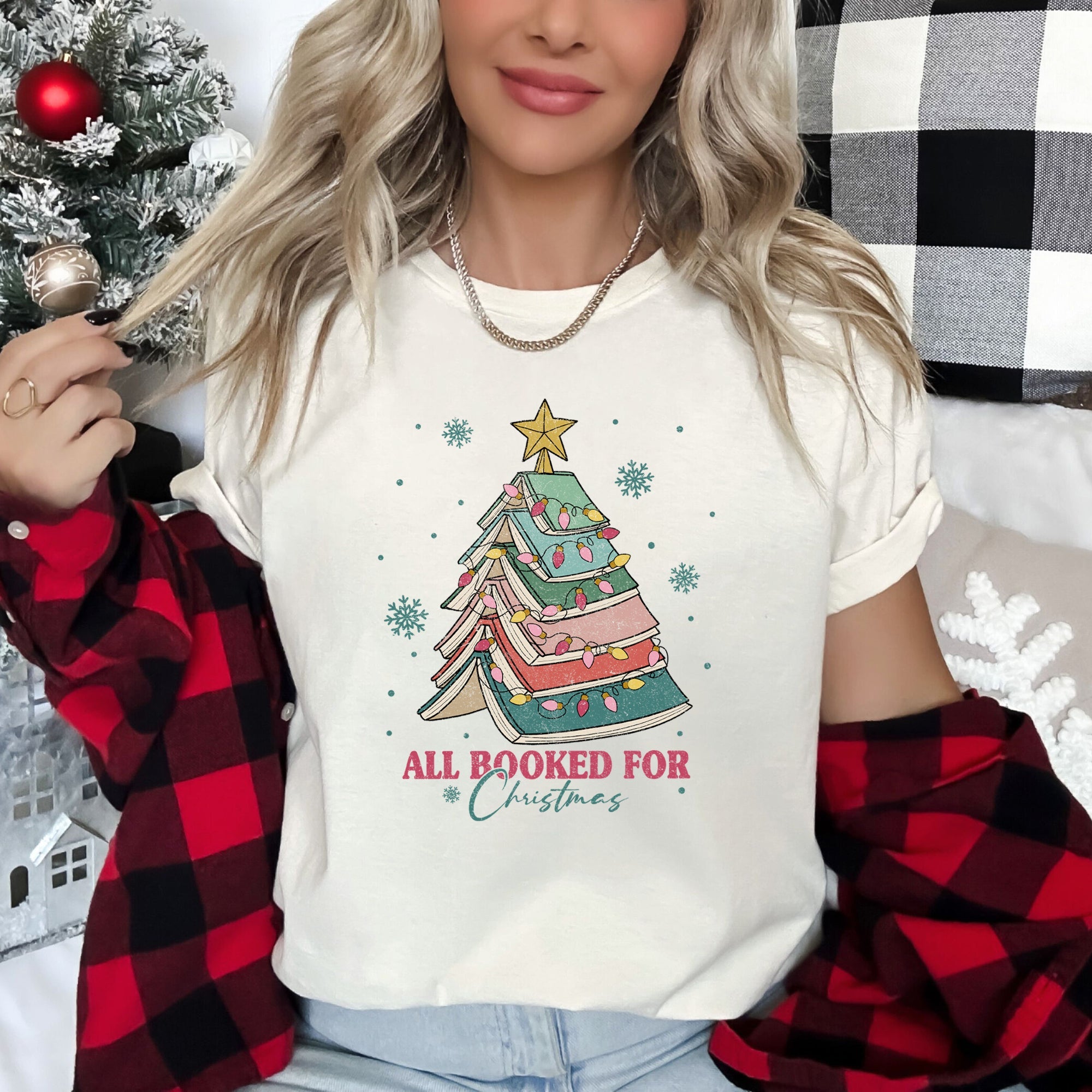 All Booked For Christmas, Reading, Booktok, Book, Library Super Soft Tees