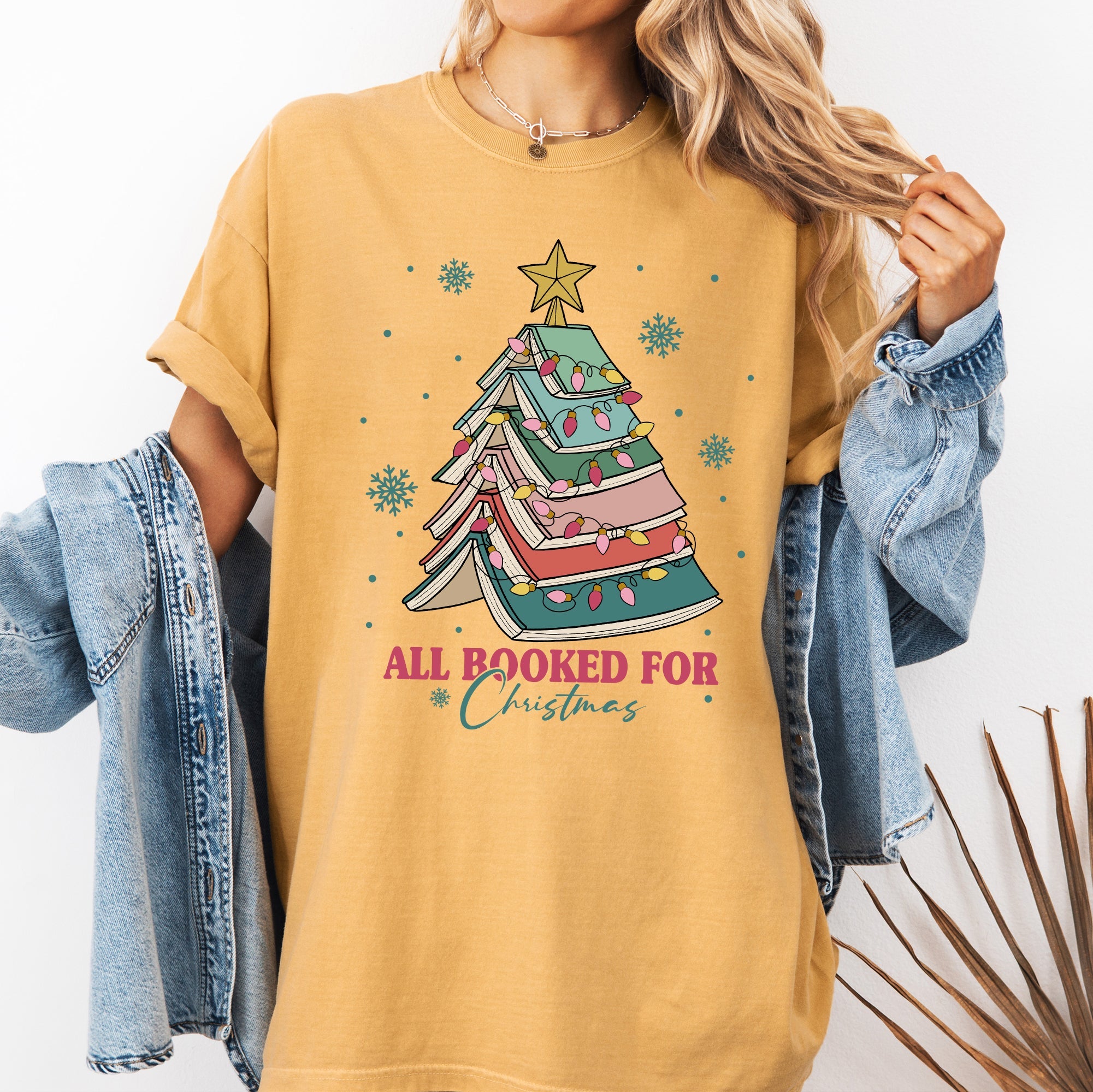 All Booked For Christmas, Reading, Teacher, Winter, Santa, Xmas Tshirt Comfort Colors T-Shirt