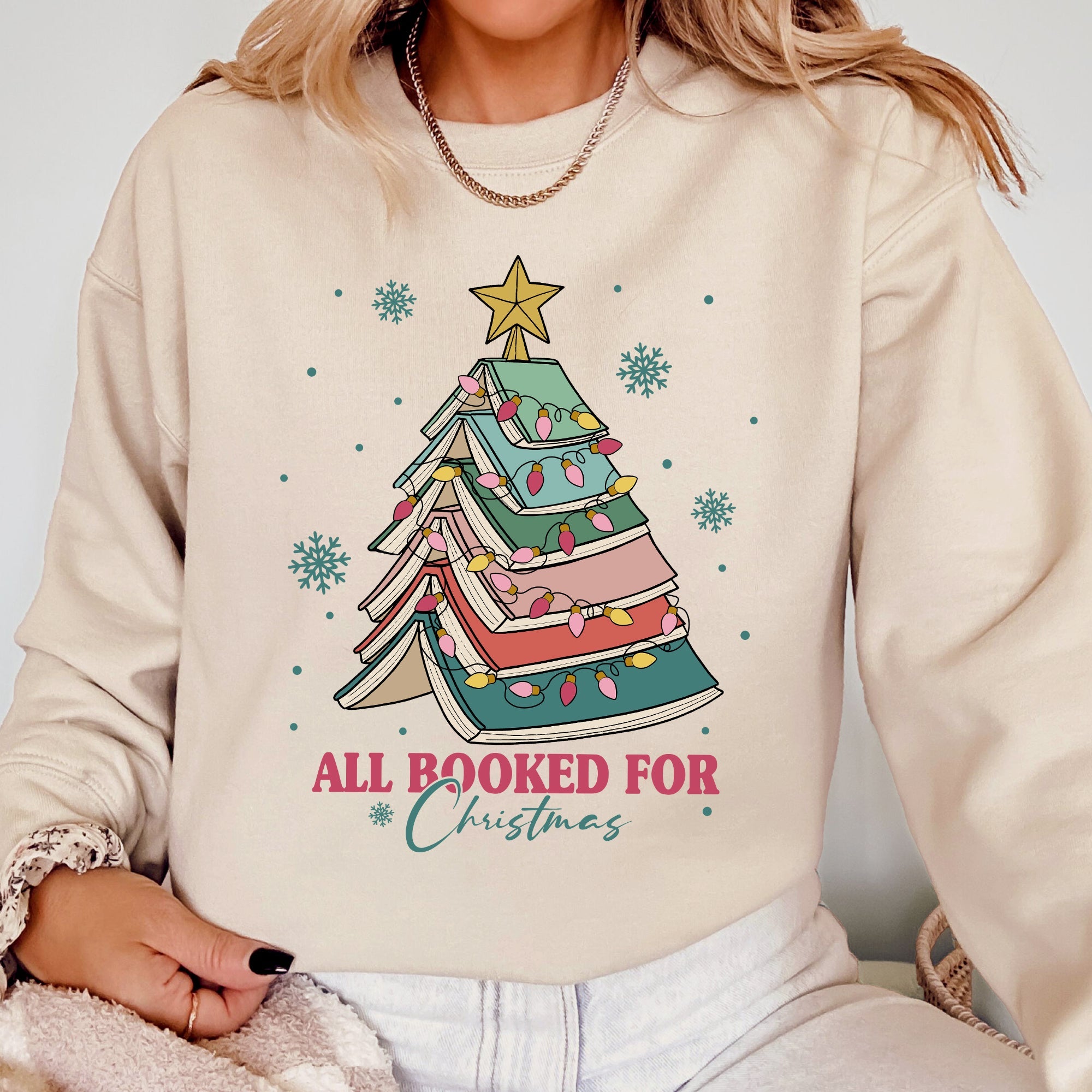 All Booked For Christmas, Reading, Teacher, Winter, Santa, Xmas Sweatshirt