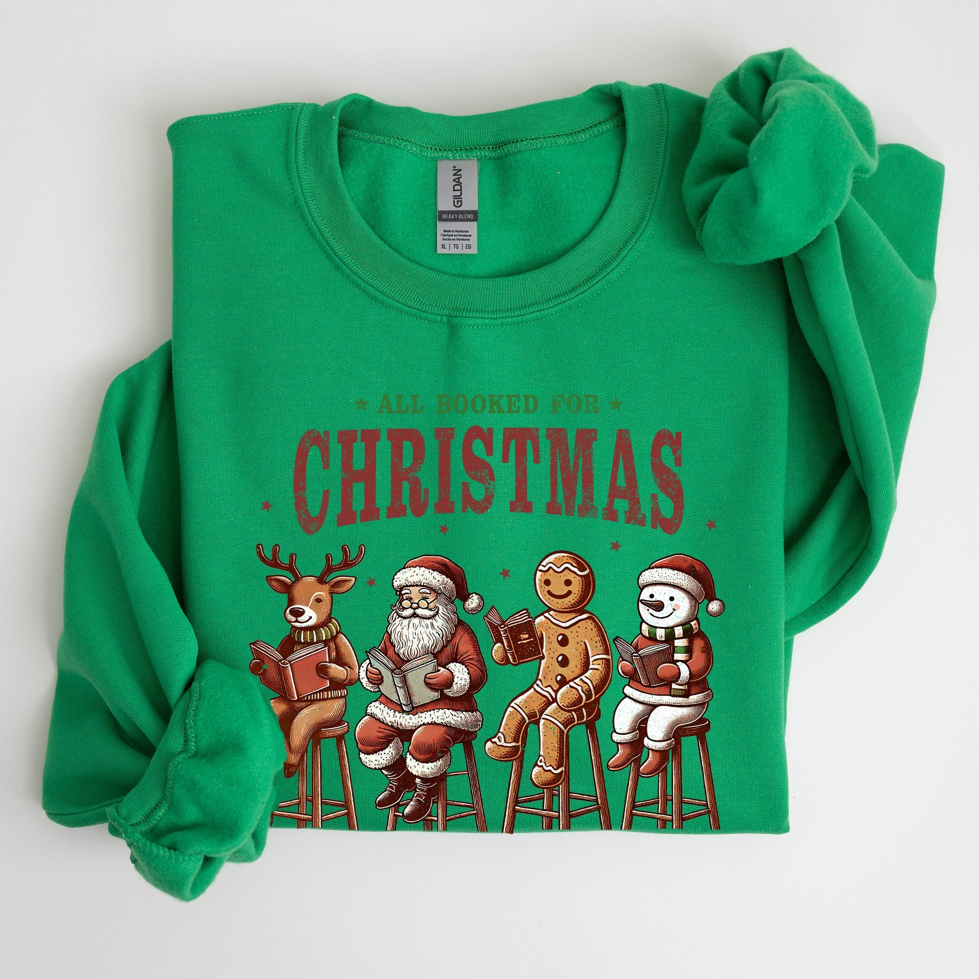 All Booked For Christmas, Reindeer, Santa, Snowman, Teacher, Books Sweatshirt