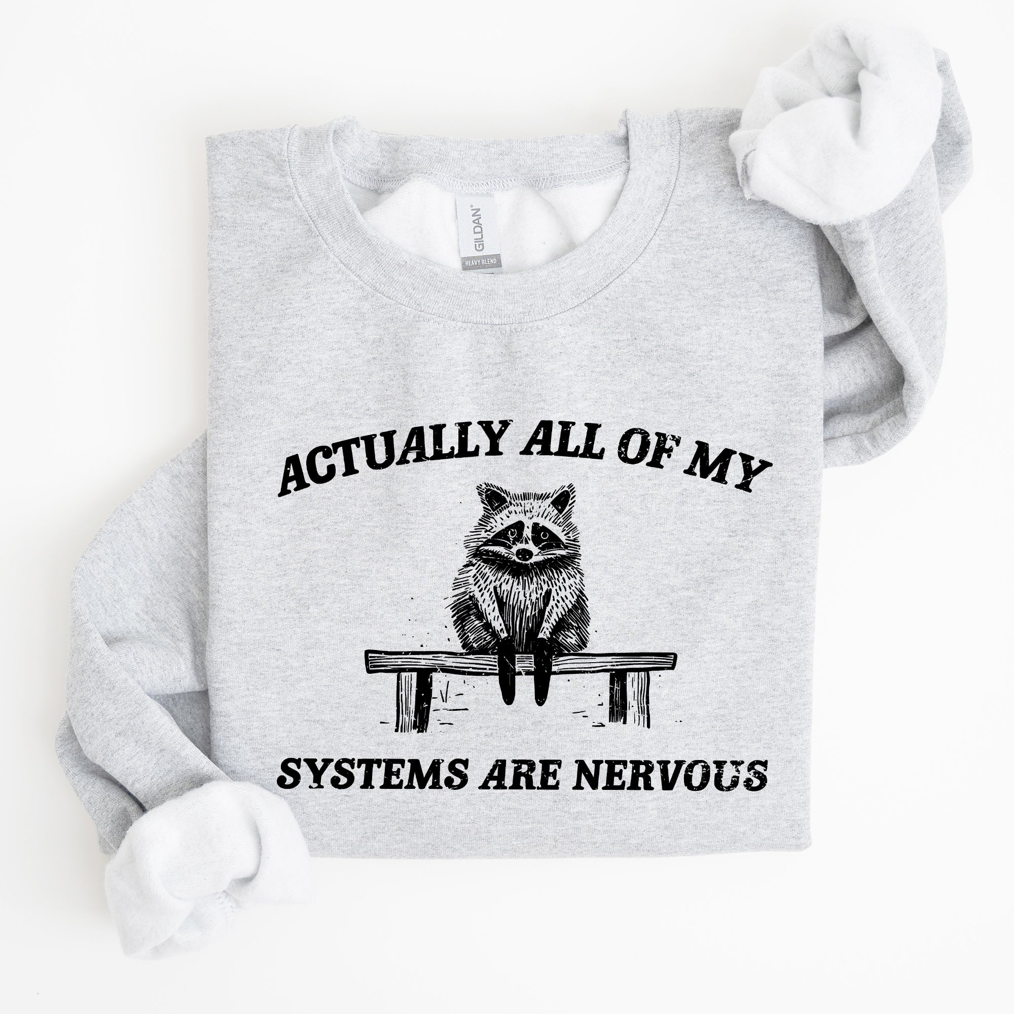 All Of My Systems Are Nervous, Anxiety, Raccoon, Mental Health, Funny, Aesthetic Sweatshirt