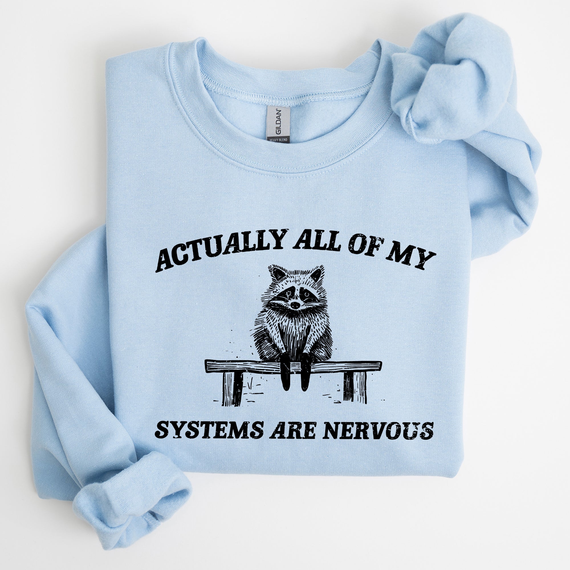 All Of My Systems Are Nervous, Anxiety, Raccoon, Mental Health, Funny, Aesthetic Sweatshirt