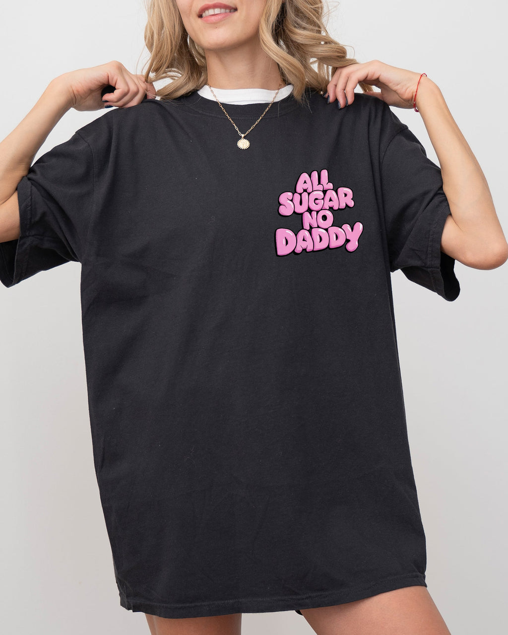 All Sugar No Daddy, Funny, Cute, Pocket Print Shirt Comfort Colors T-Shirt