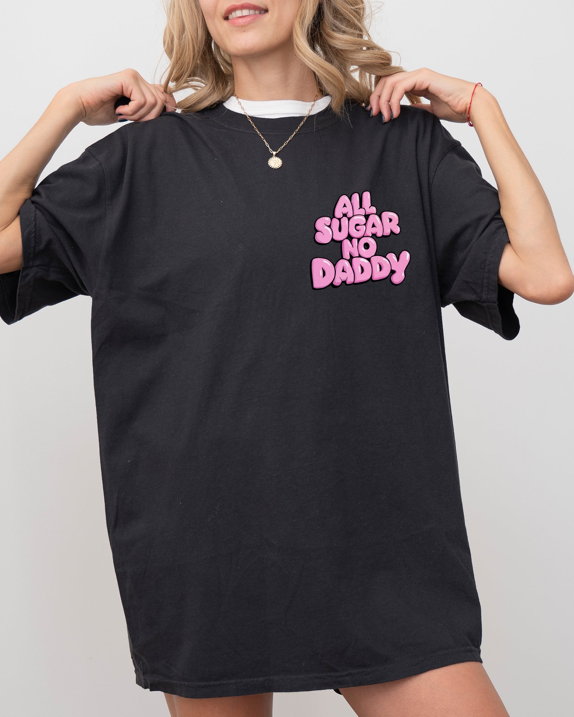 All Sugar No Daddy, Funny, Cute, Pocket Print Shirt Comfort Colors T-Shirt