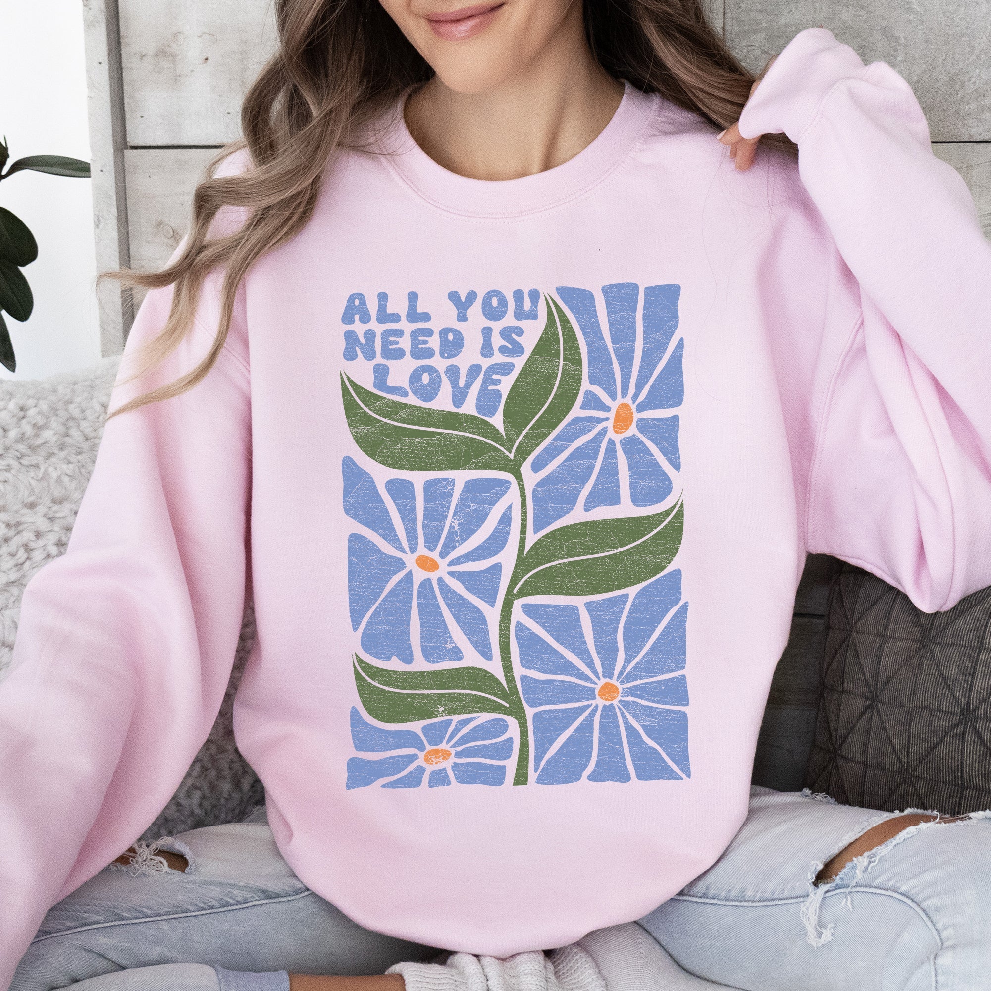All You Need Is Love, Retro Flowers Sweatshirt