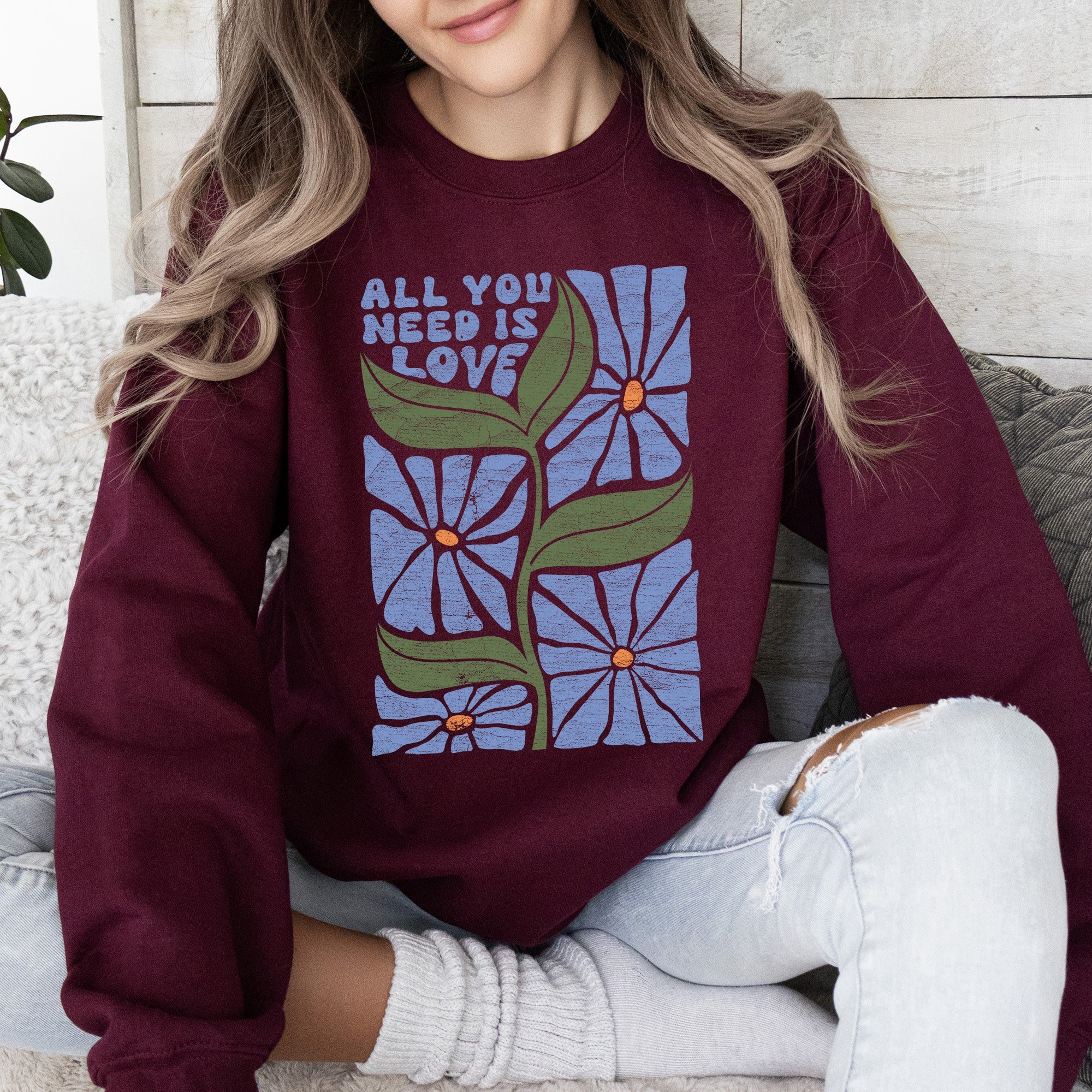 All You Need Is Love, Retro Flowers Sweatshirt
