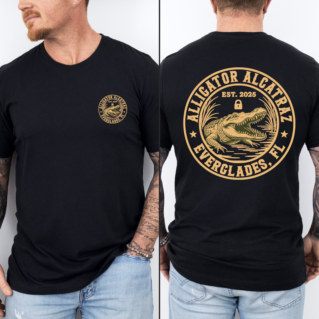 Alligator Alcatraz, ICE, Florida Everglades Funny Retro T Shirt MAGA Shirt, Front and Back Shirt
