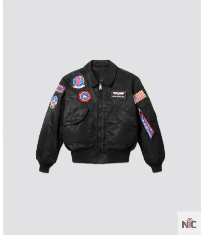 Alpha X Top Gun Bomber Black Jacket Clanton Jacket