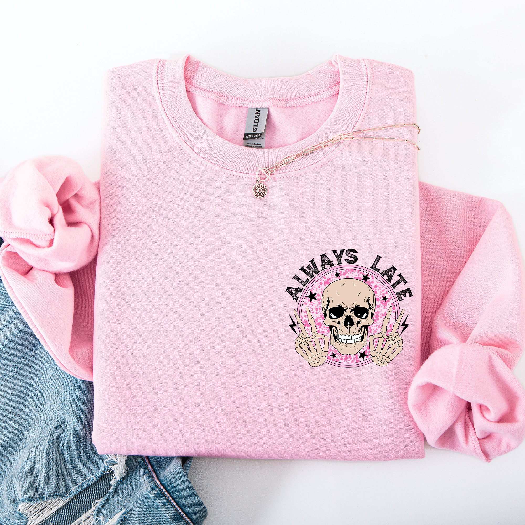 Always Late, Skeleton, Mood, Vibe, Pocket Sweatshirt