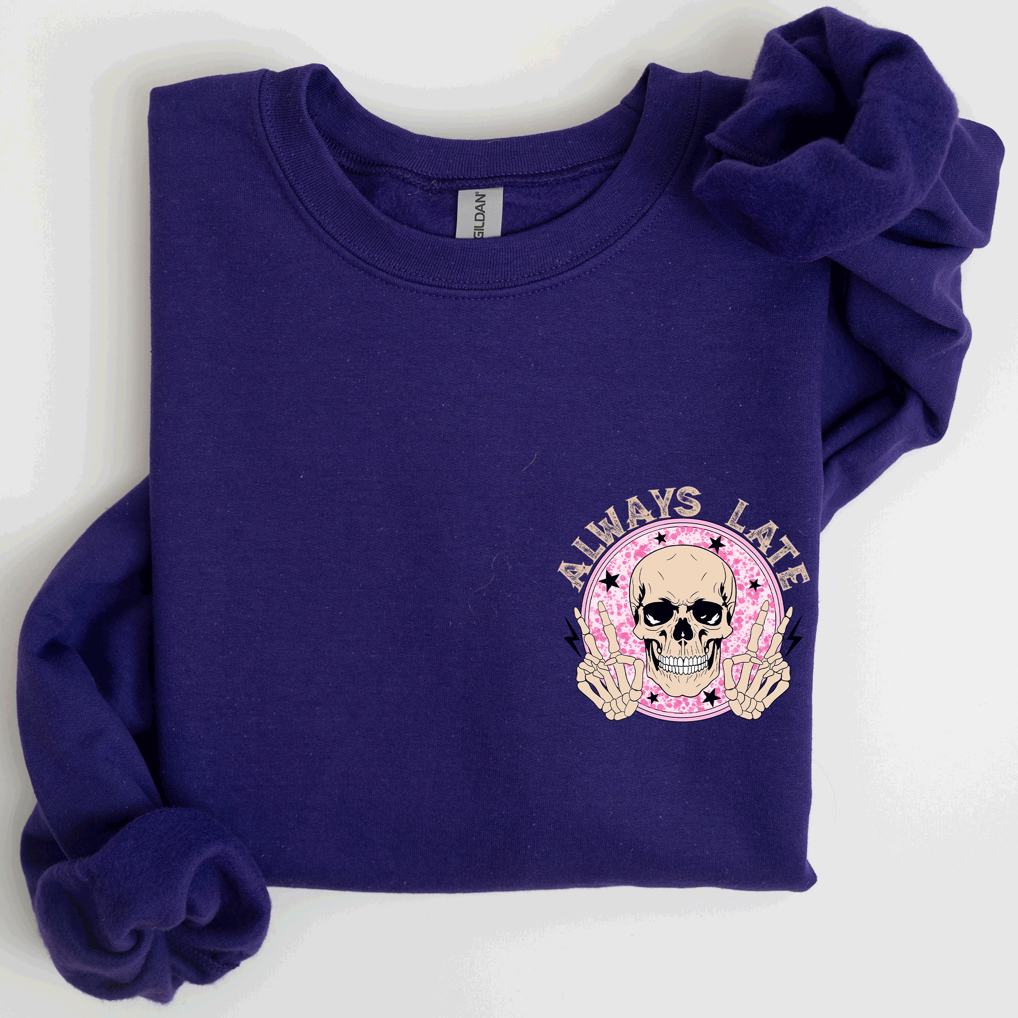 Always Late, Skeleton, Mood, Vibe, Pocket Sweatshirt