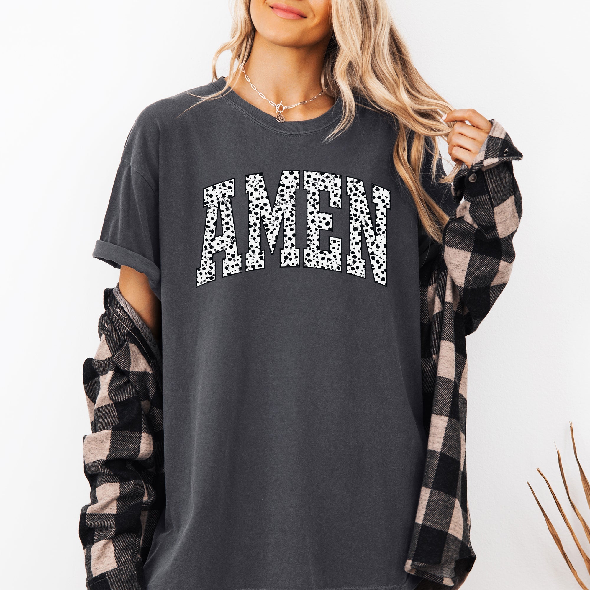 Amen, Dalmatian Print, Christian, Jesus, Gospel, Faith, Saved Tshirt Comfort Colors T-Shirt