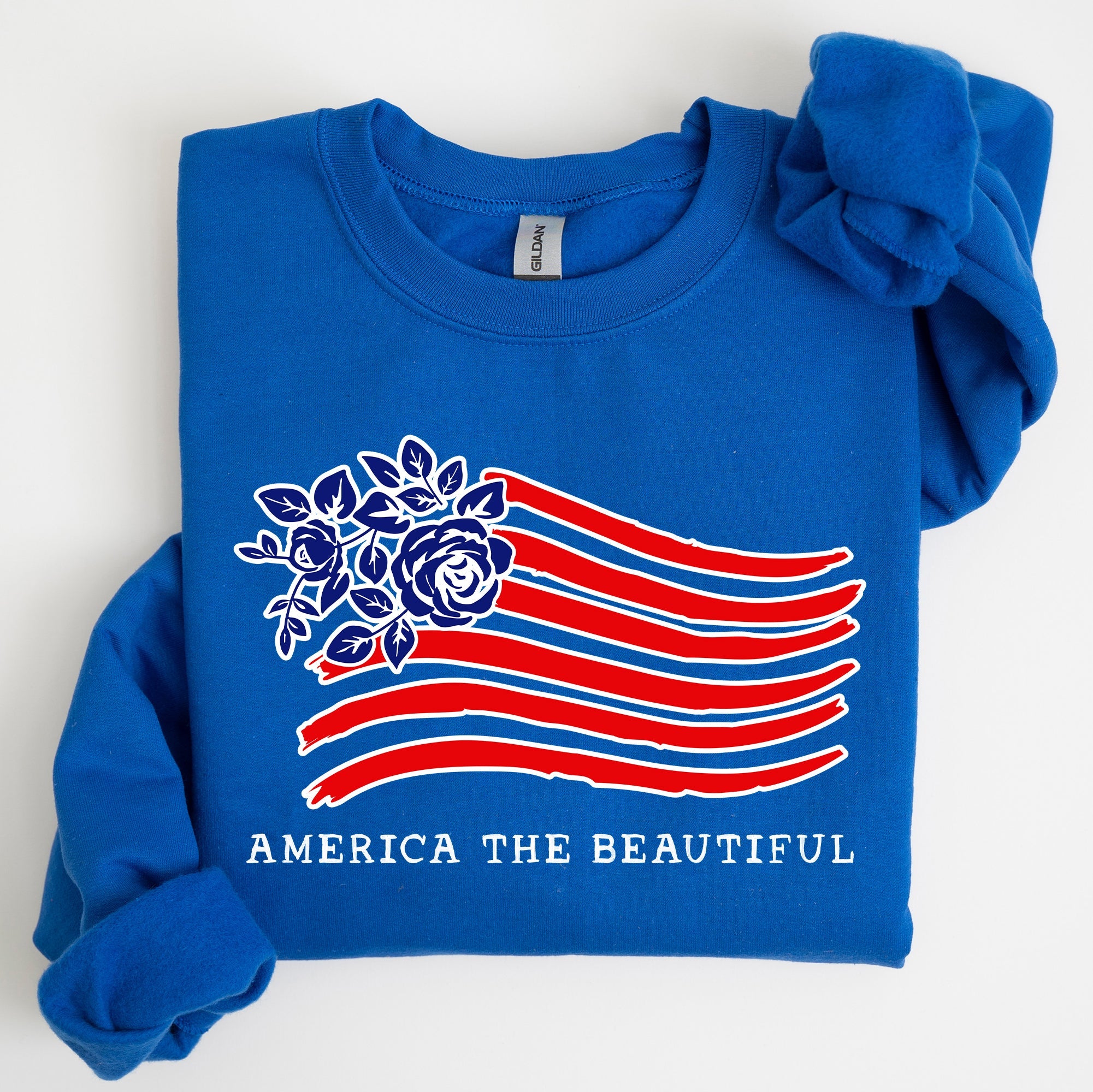 America The Beautiful, Flower Flag, Patriotic Sweatshirt