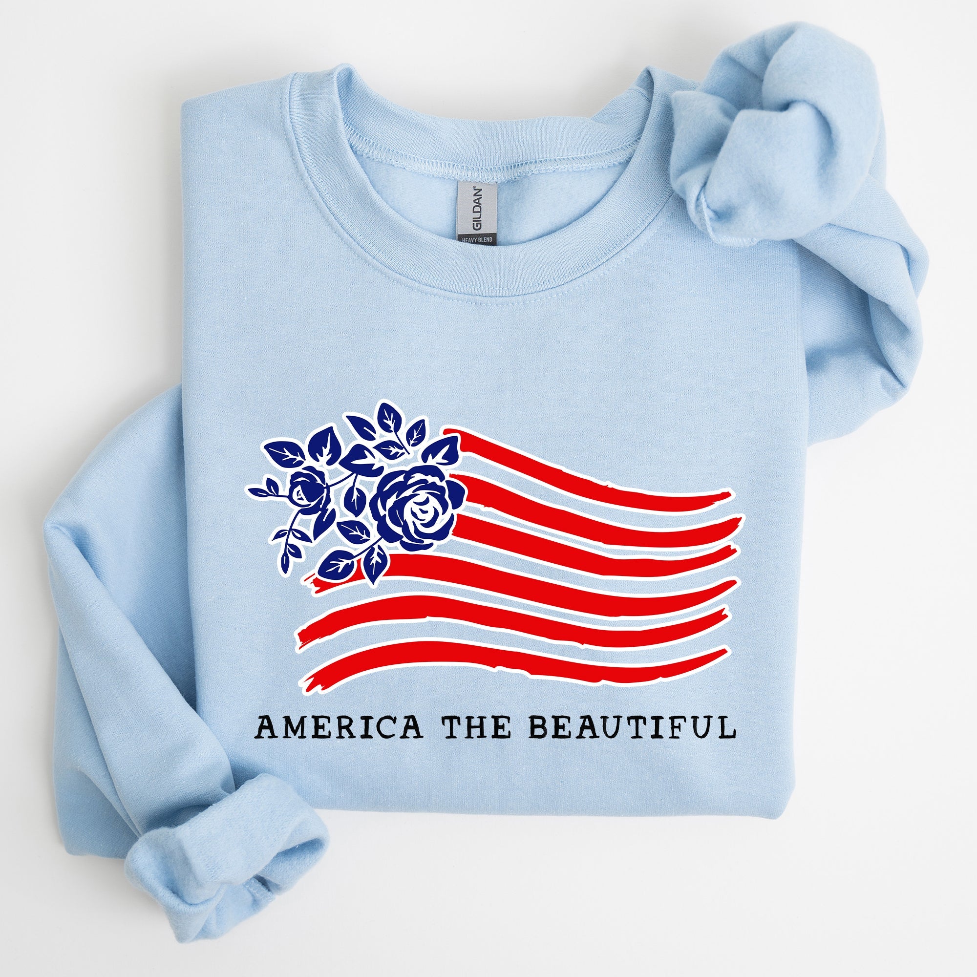 America The Beautiful, Flower Flag, Patriotic Sweatshirt