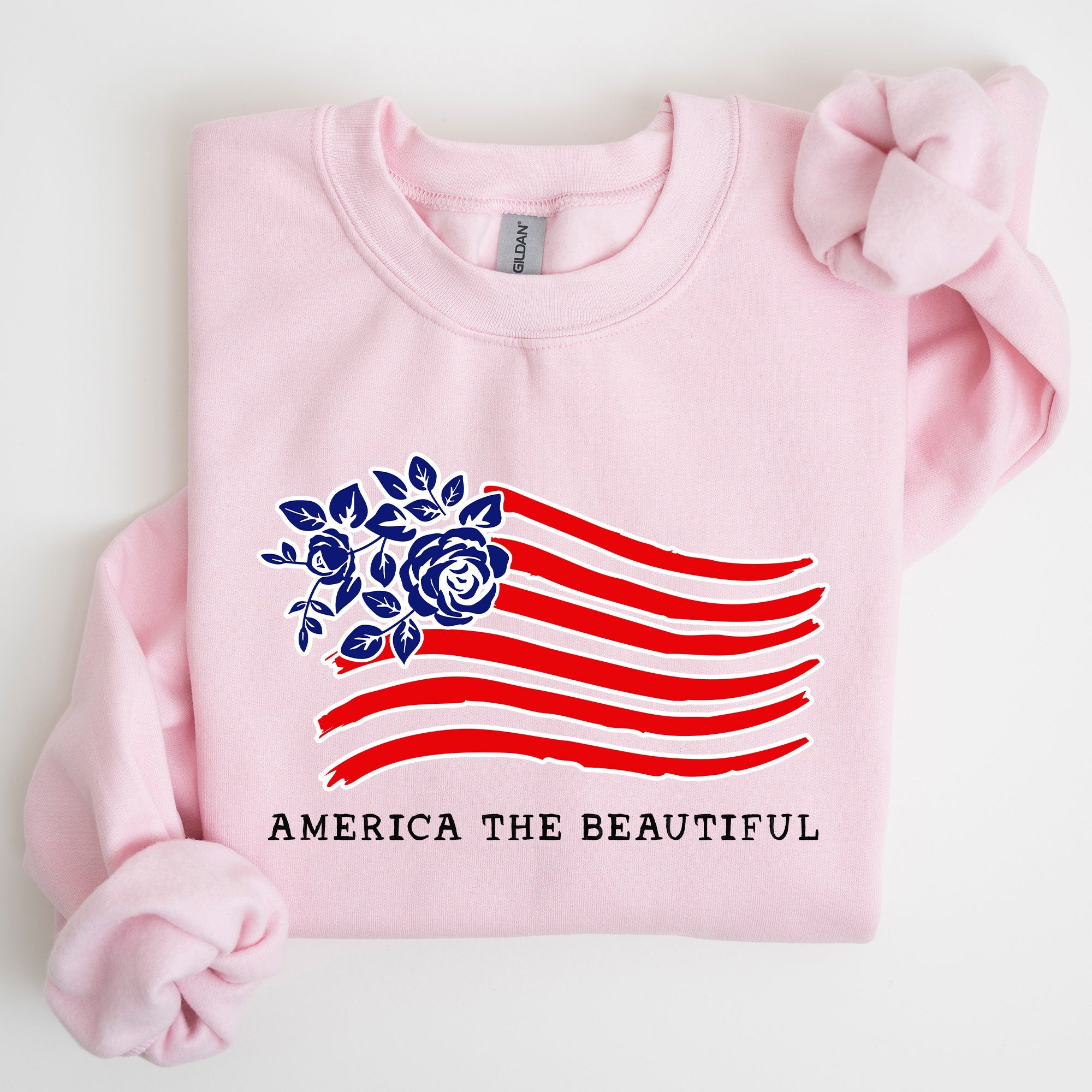 America The Beautiful, Flower Flag, Patriotic Sweatshirt