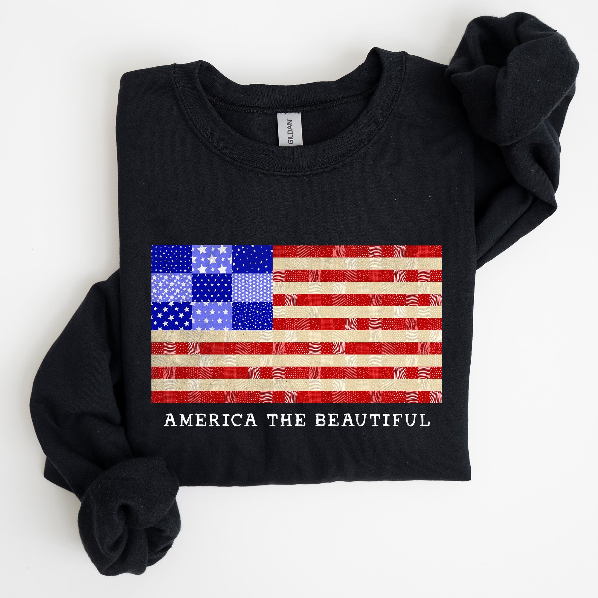 America The Beautiful, Quilt, Flag, Patriotic, Sweatshirt