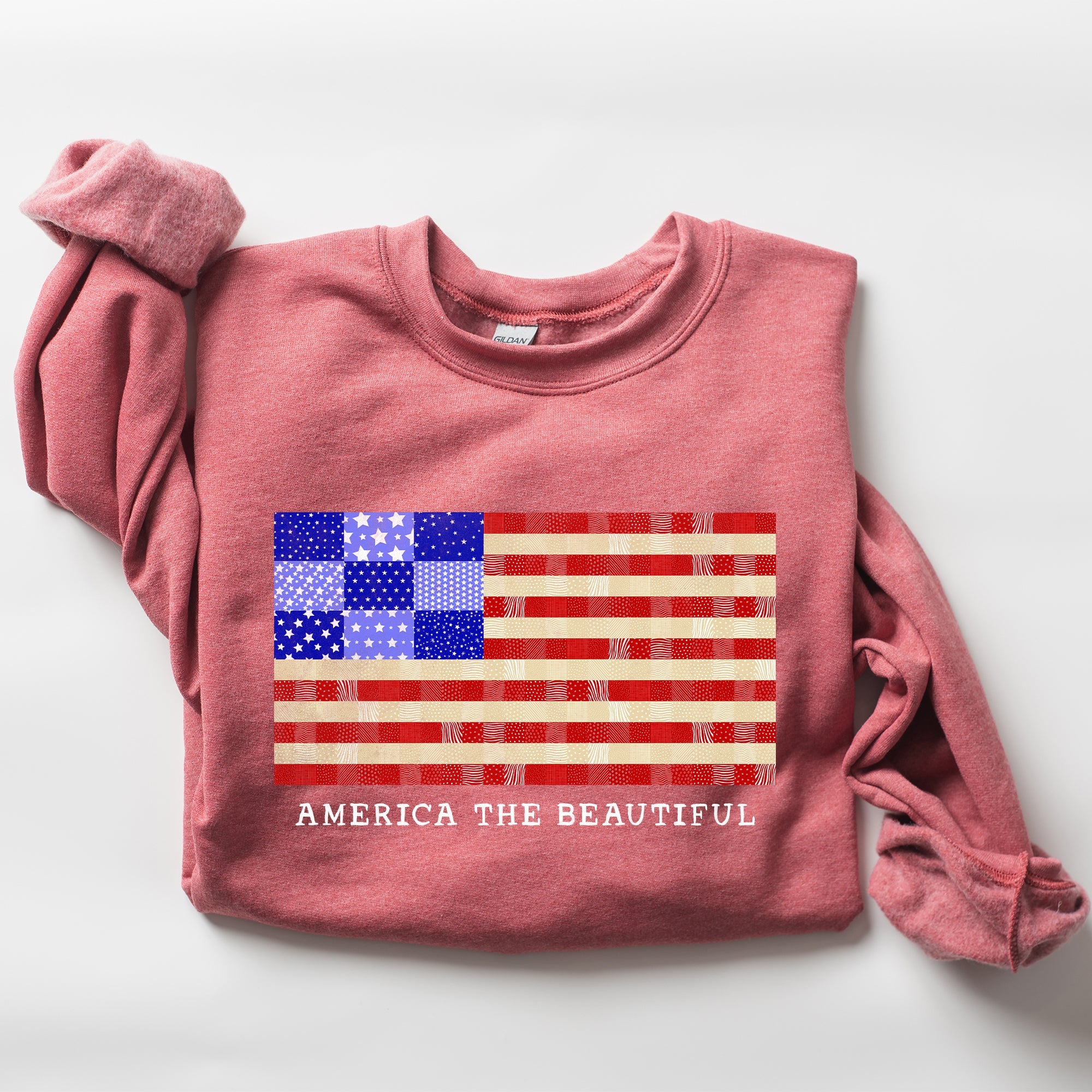 America The Beautiful, Quilt, Flag, Patriotic, Sweatshirt