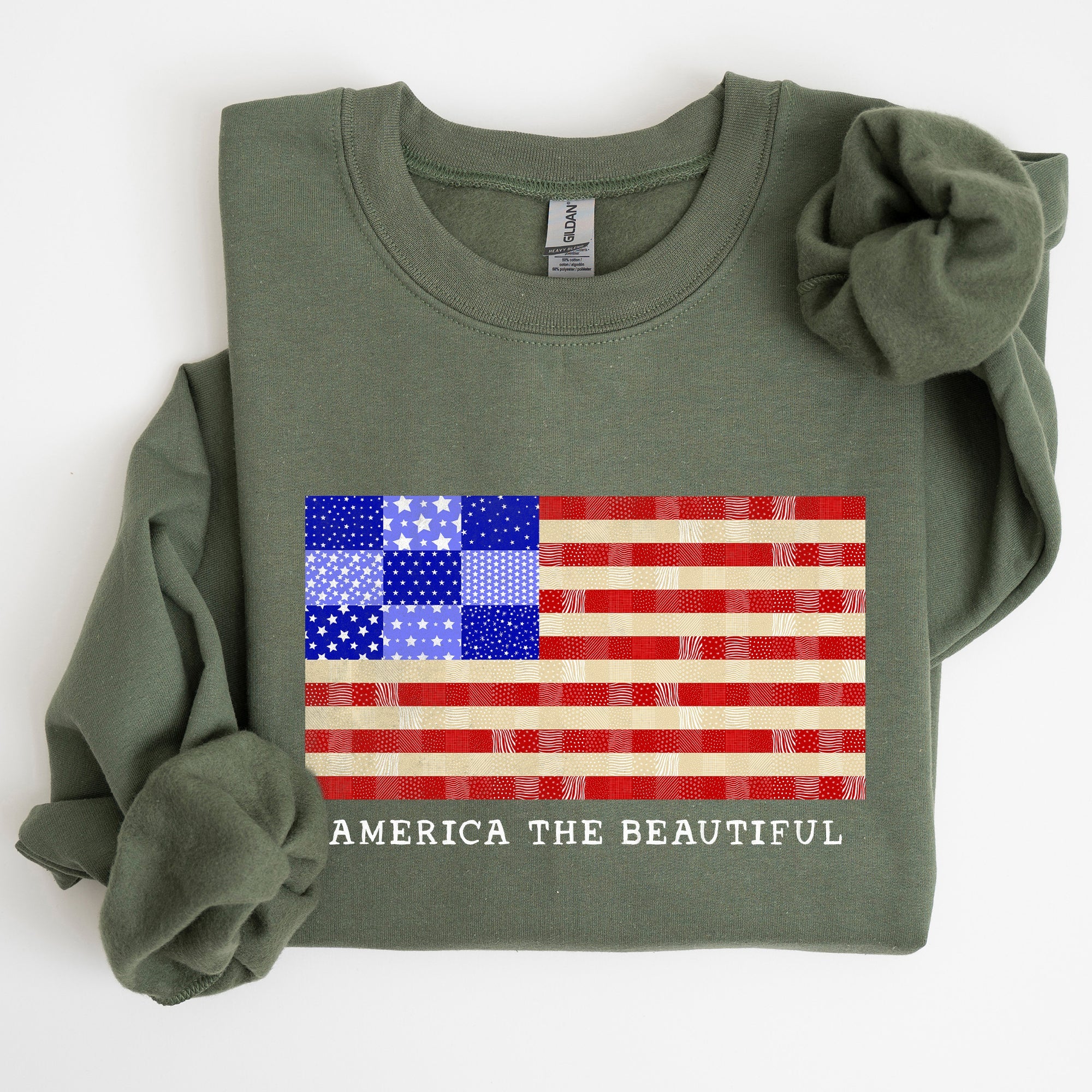 America The Beautiful, Quilt, Flag, Patriotic, Sweatshirt
