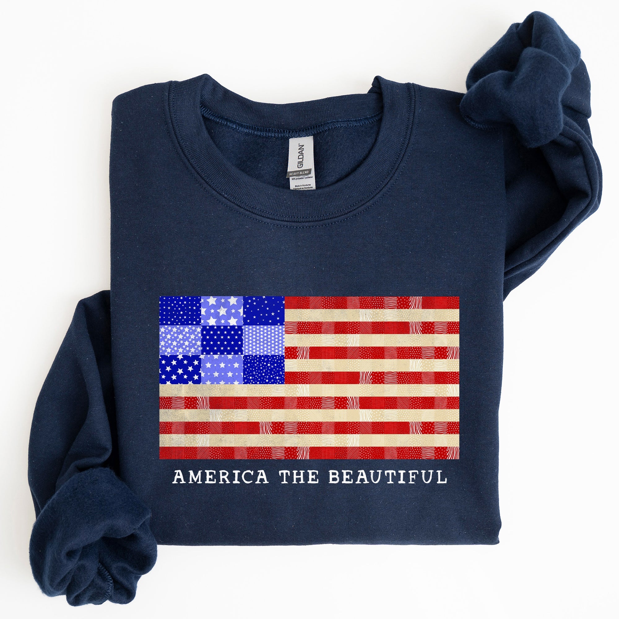 America The Beautiful, Quilt, Flag, Patriotic, Sweatshirt
