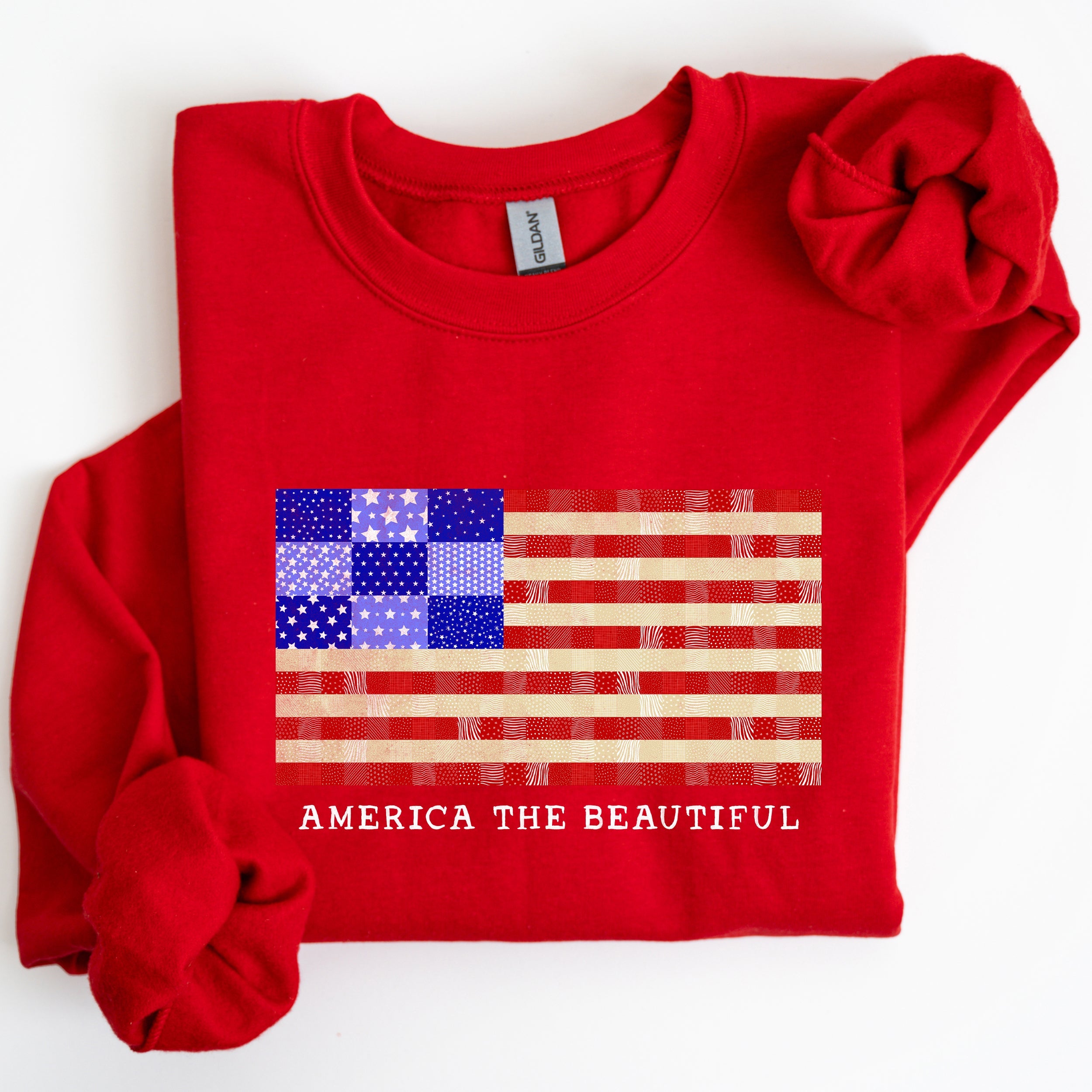 America The Beautiful, Quilt, Flag, Patriotic, Sweatshirt