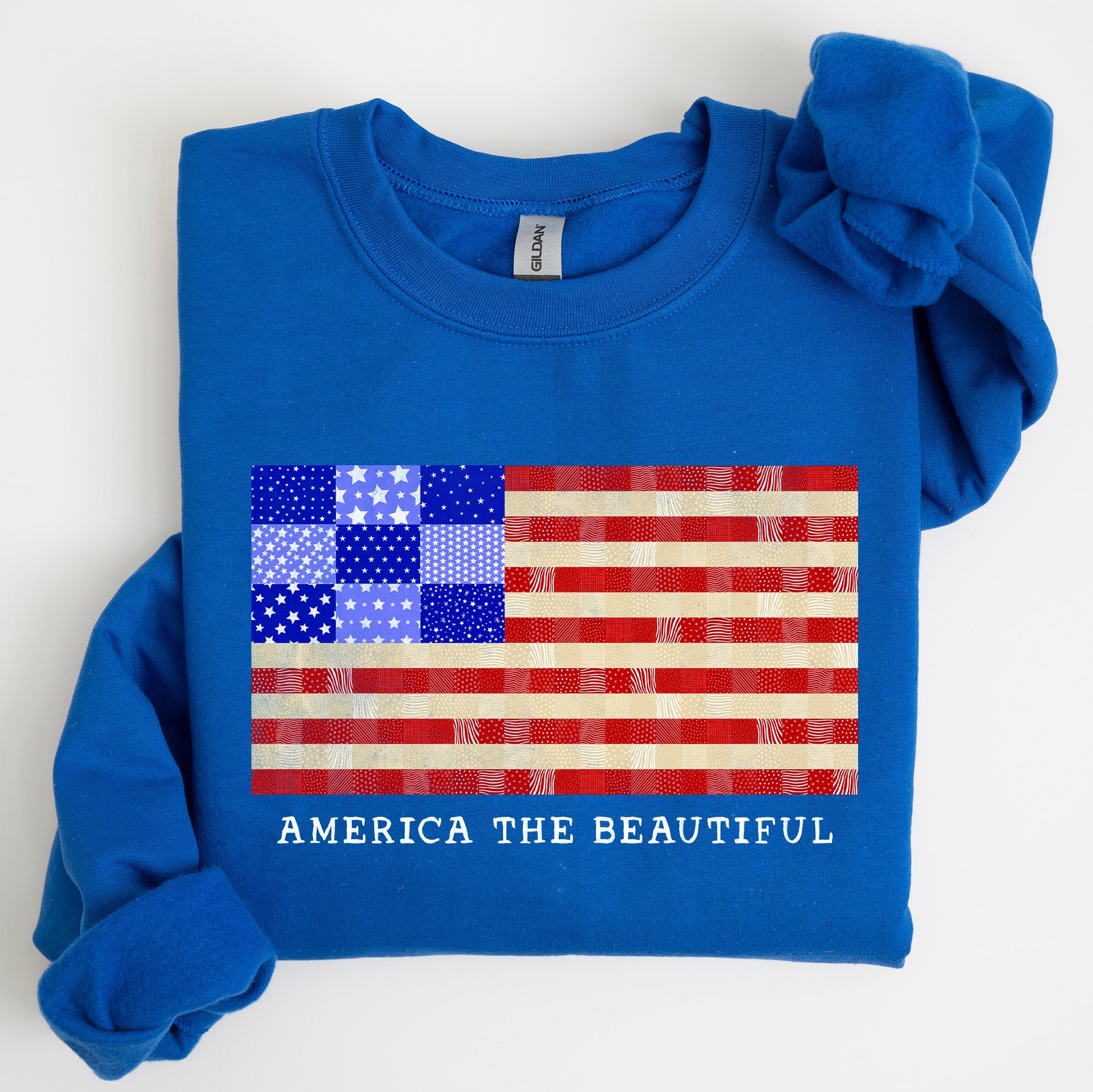 America The Beautiful, Quilt, Flag, Patriotic, Sweatshirt