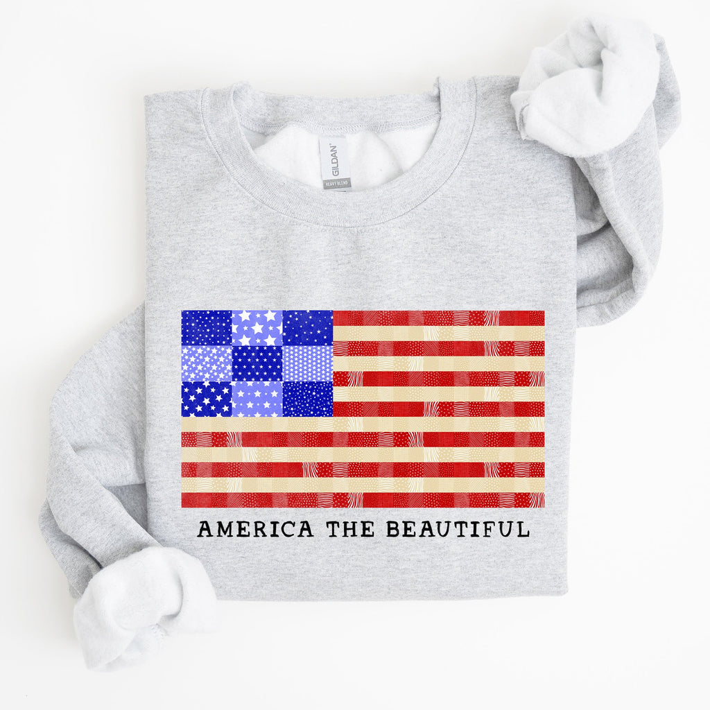 America The Beautiful, Quilt, Flag, Patriotic, Sweatshirt