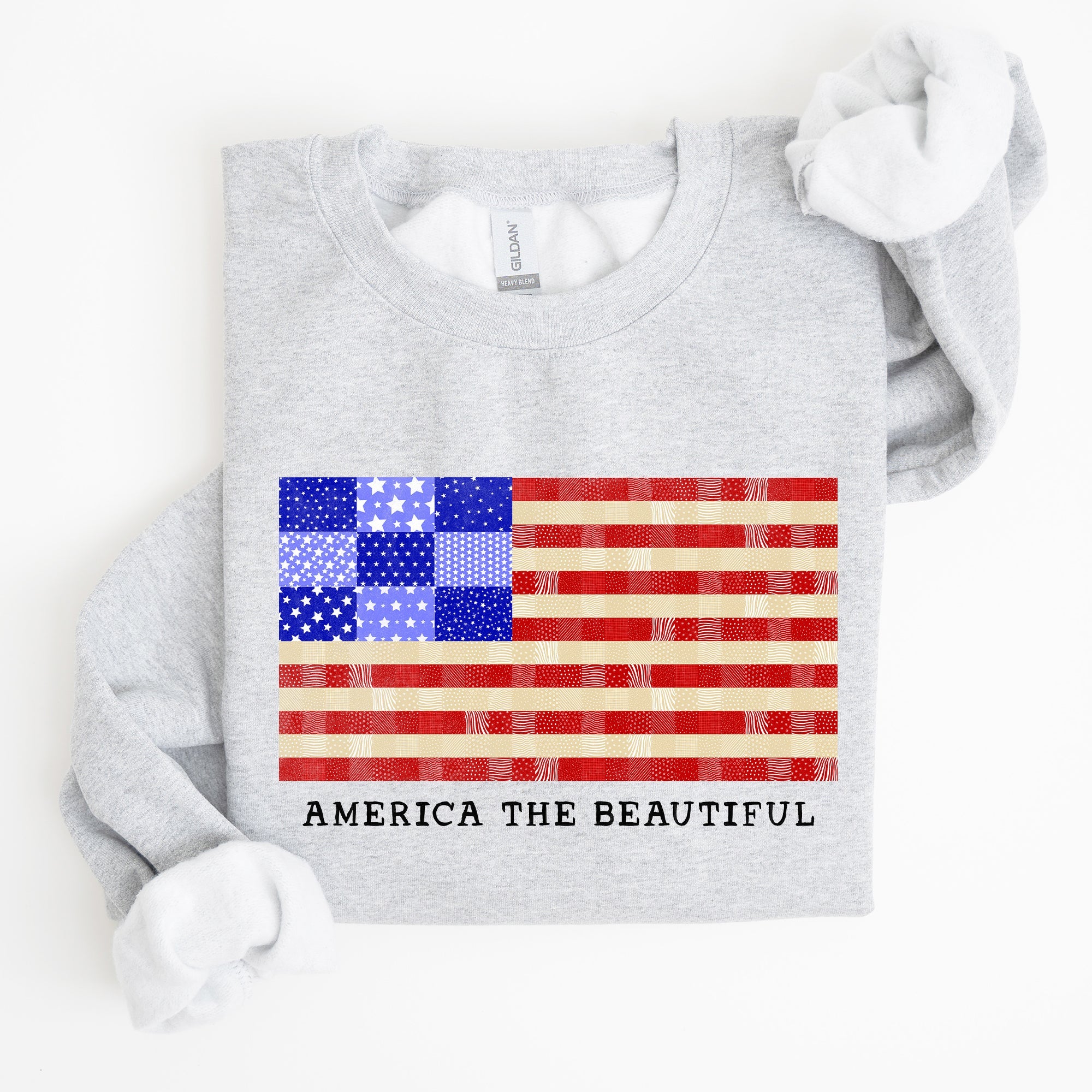 America The Beautiful, Quilt, Flag, Patriotic, Sweatshirt