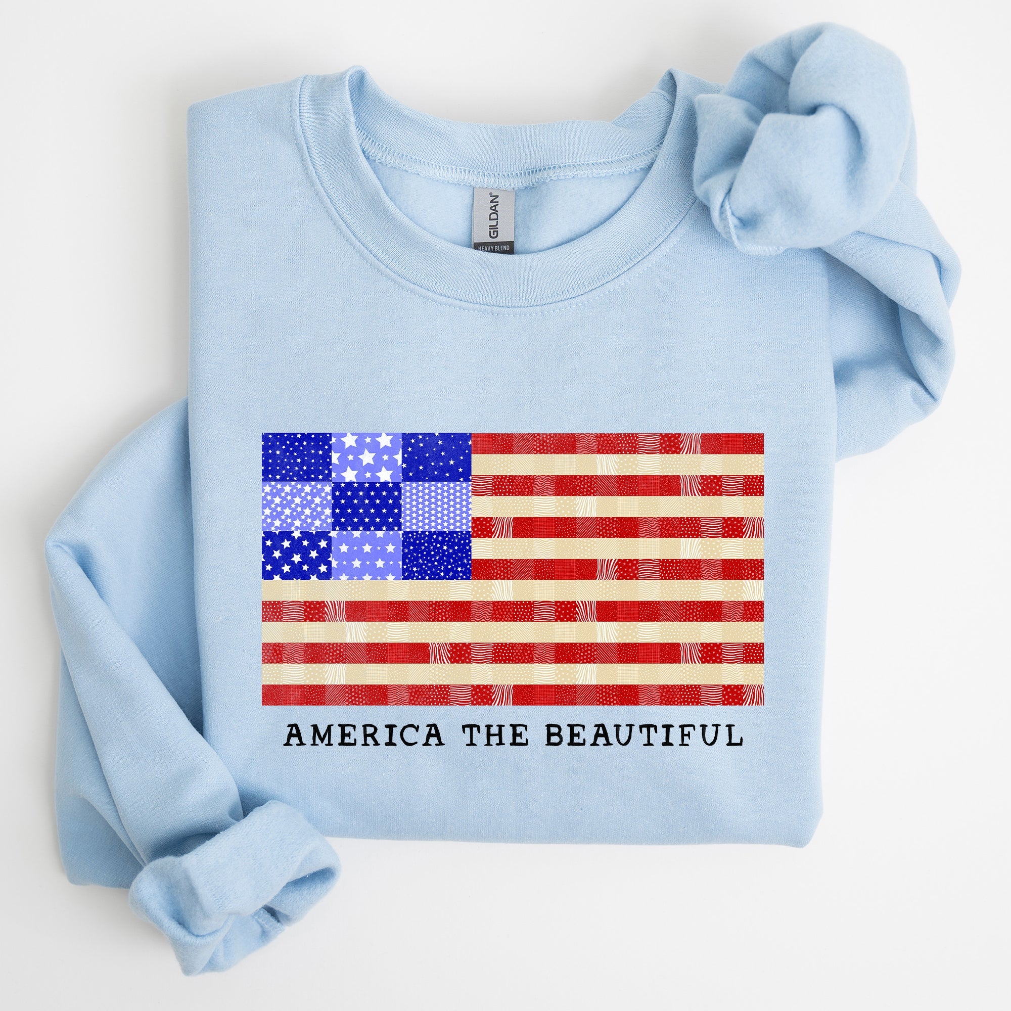 America The Beautiful, Quilt, Flag, Patriotic, Sweatshirt