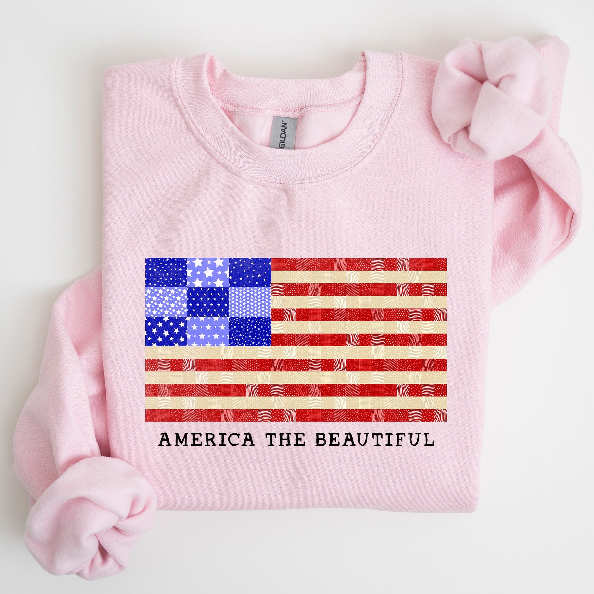 America The Beautiful, Quilt, Flag, Patriotic, Sweatshirt