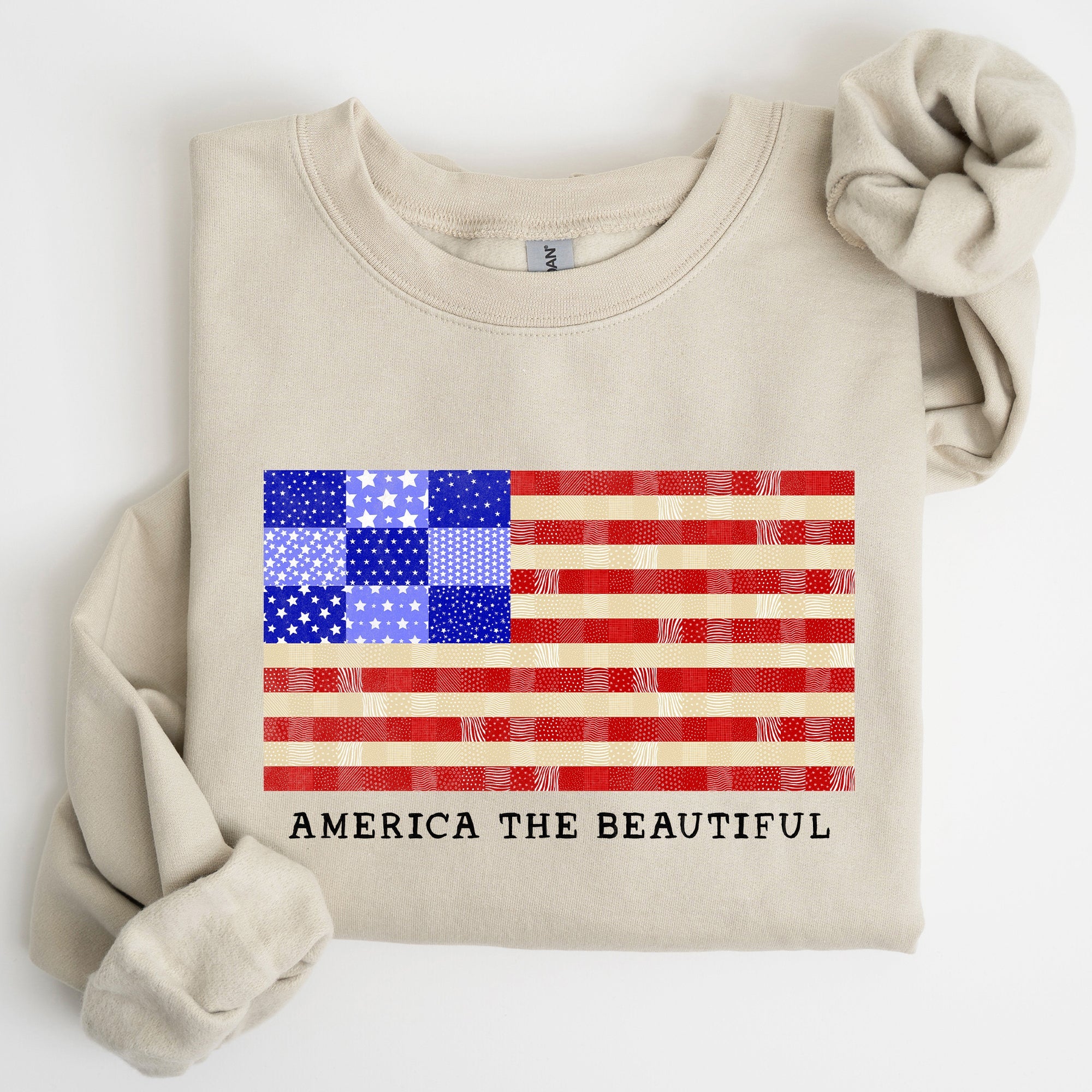 America The Beautiful, Quilt, Flag, Patriotic, Sweatshirt