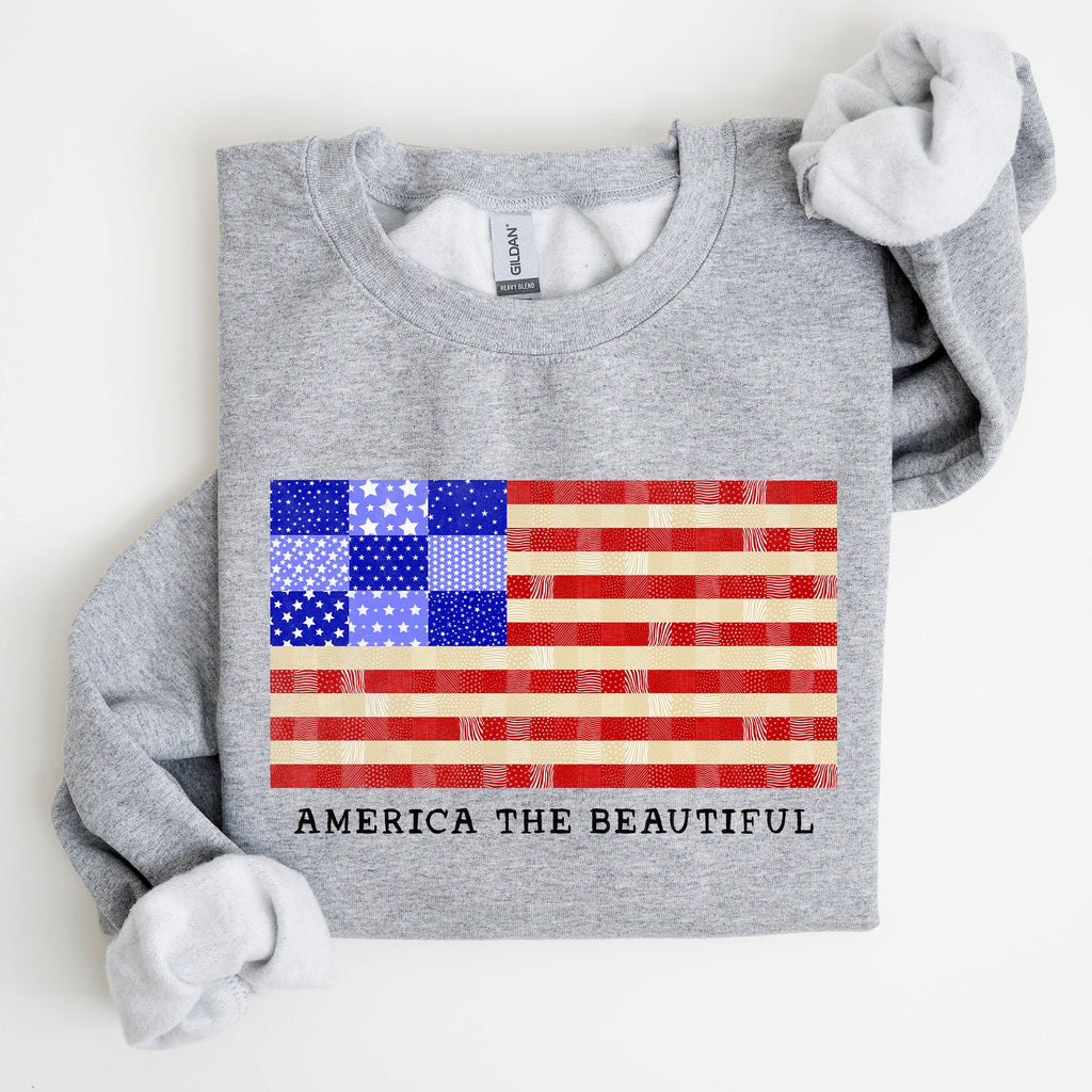 America The Beautiful, Quilt, Flag, Patriotic, Sweatshirt