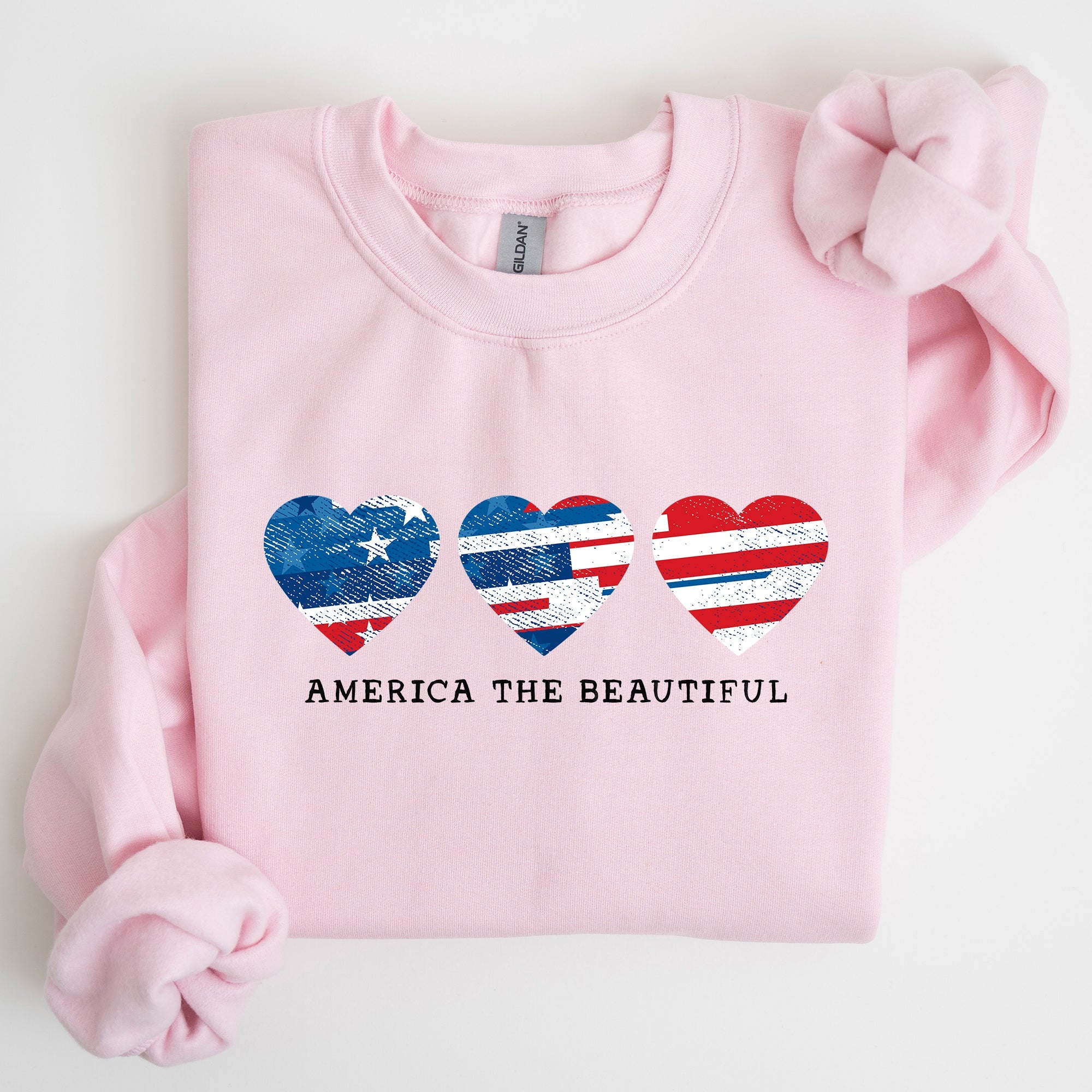 America The Beautiful, Retro Hearts, Patriotic Sweatshirt